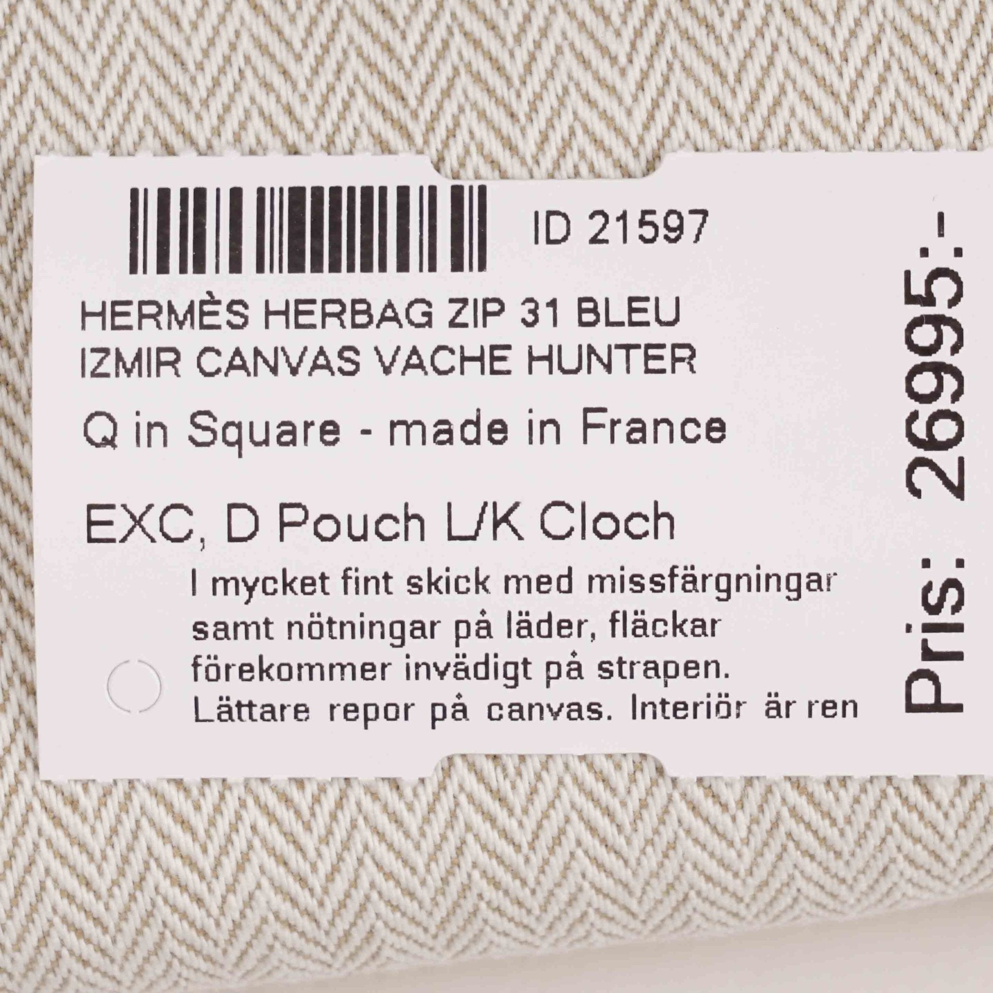 Herbag Zip 31 Bleu Izmir - HERMÈS - Affordable Luxury image