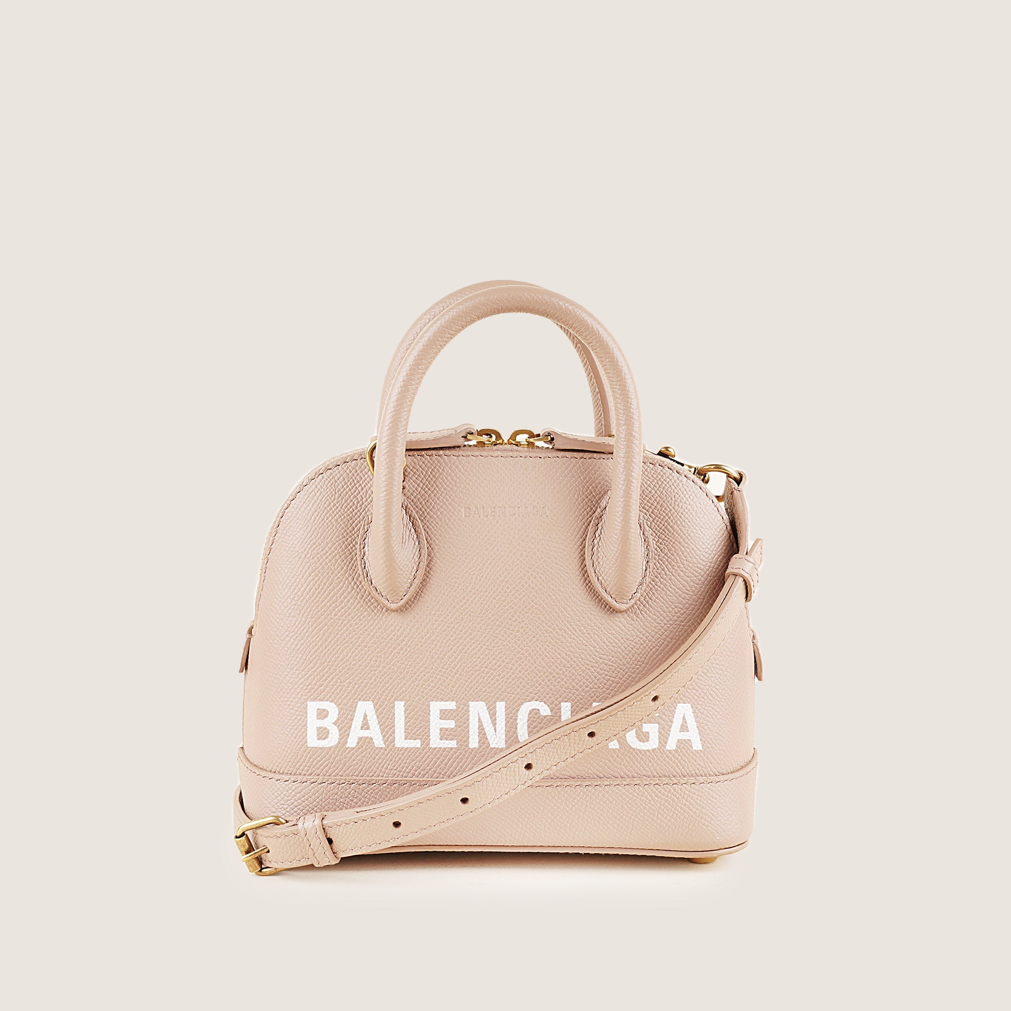 Shop Balenciaga Mini Ville Top Handle Beige Grained Leather | Affordable  Luxury