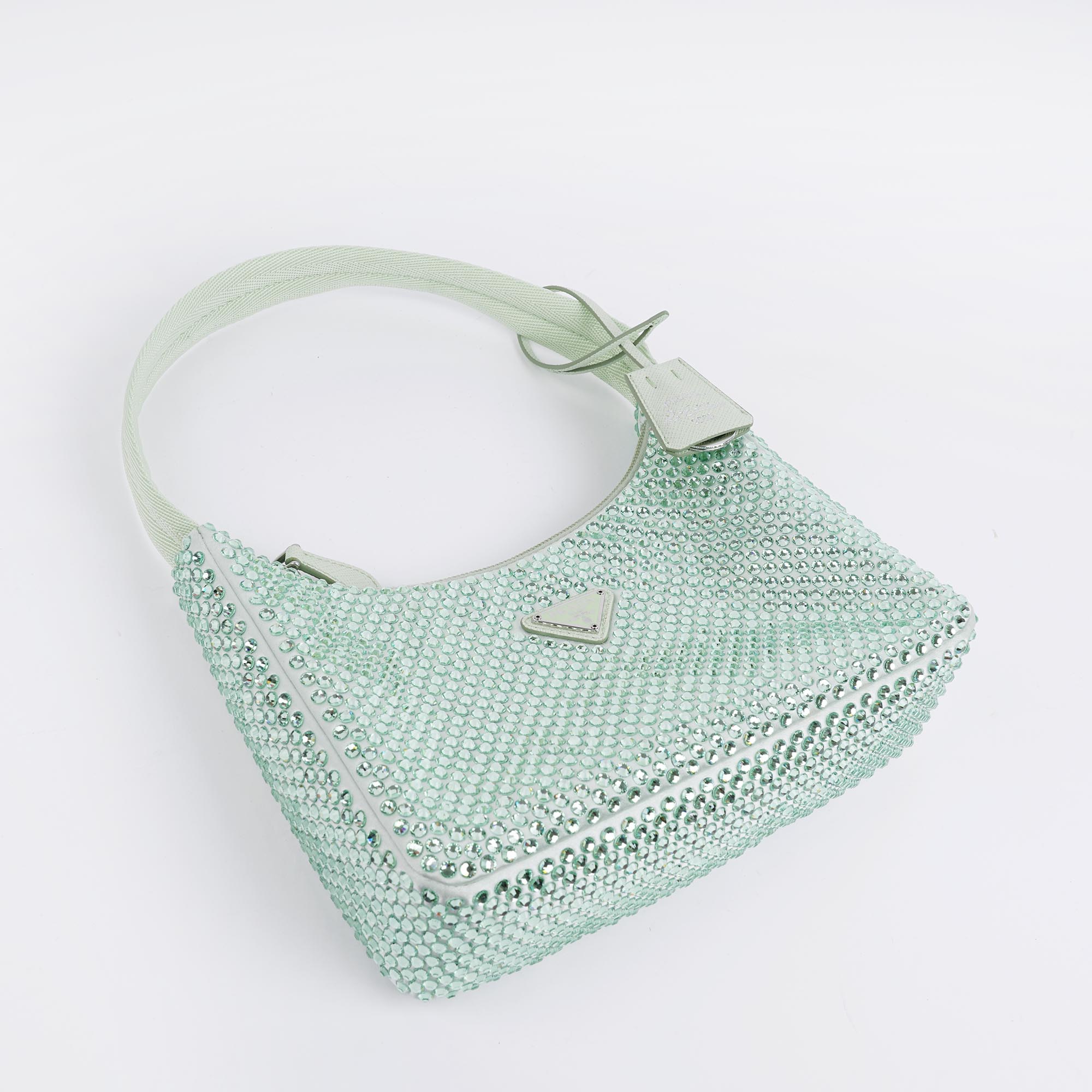 Satin Mini Bag with Crystals - PRADA - Affordable Luxury image