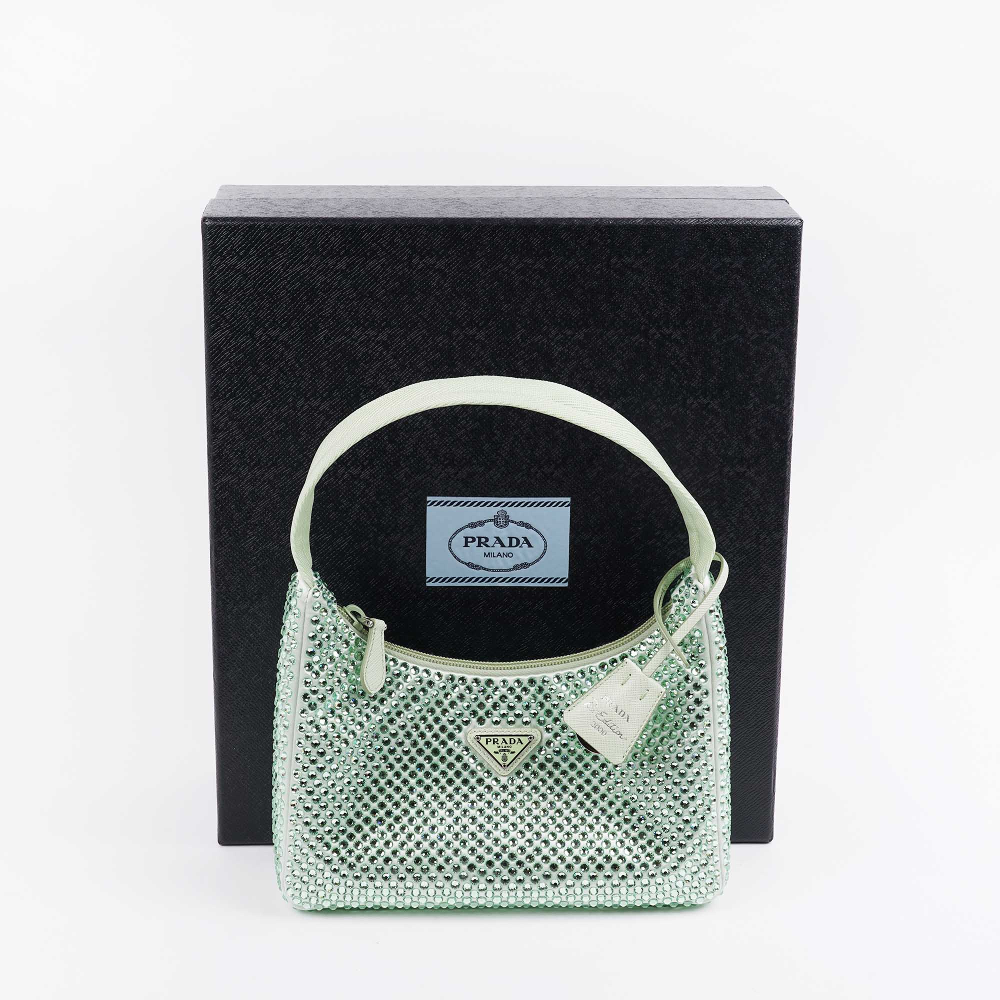 Satin Mini Bag with Crystals - PRADA - Affordable Luxury image