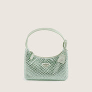 Satin Mini Bag with Crystals - PRADA - Affordable Luxury thumbnail image