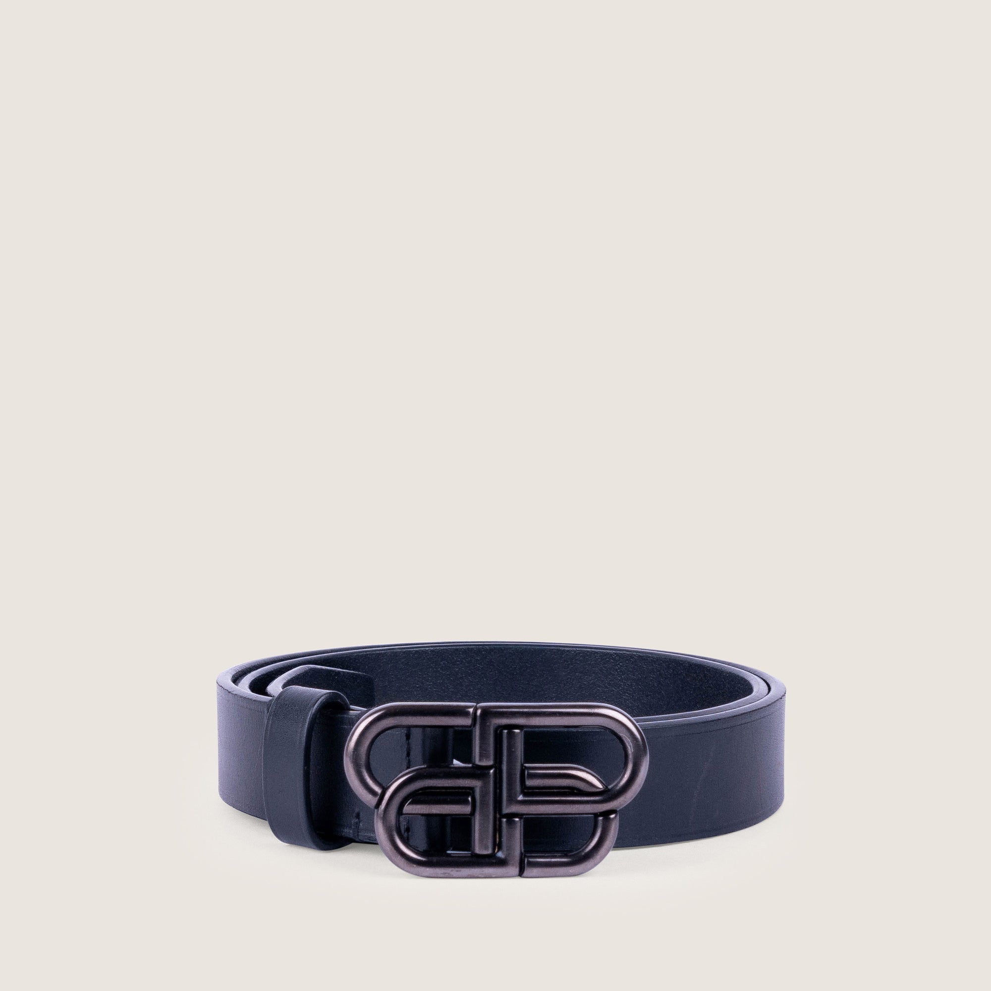 BB Thin Belt Black Calfskin 70 - BALENCIAGA - Affordable Luxury