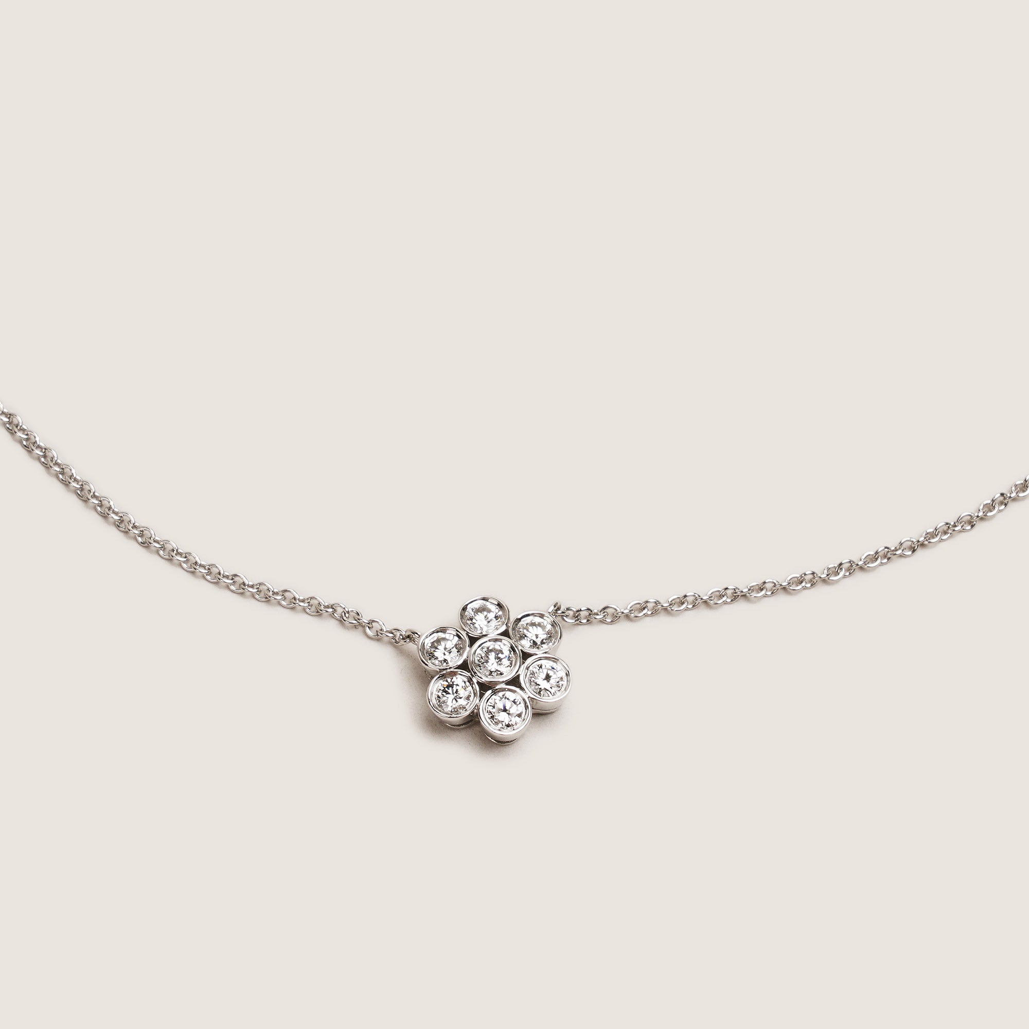Platinum & Diamonds Flower Pendant Necklace