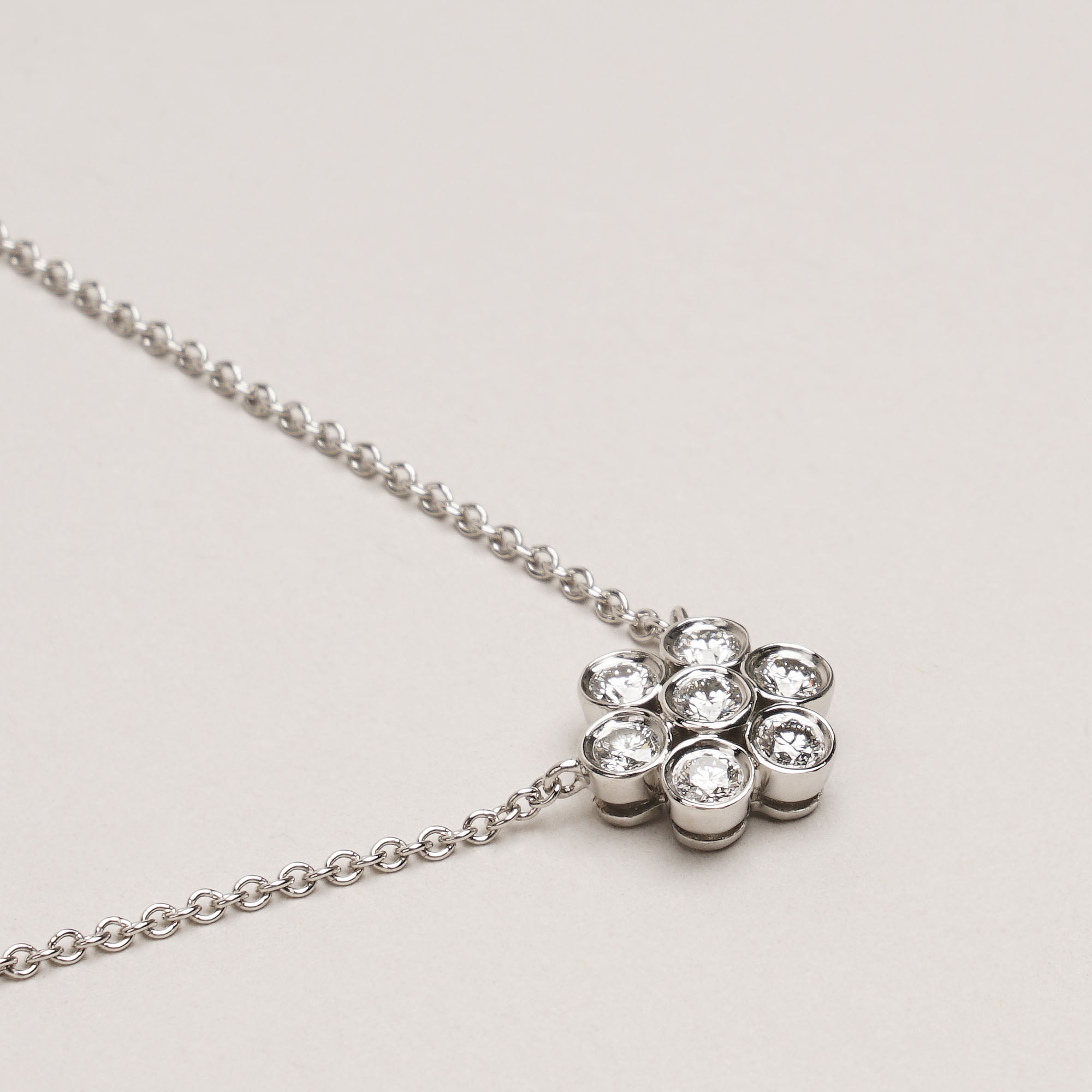 Platinum & Diamonds Flower Pendant Necklace image