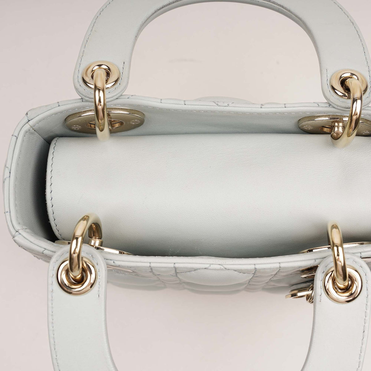 Mini Lady Dior Handbag Placid Blue Cannage Lambskin Leather image