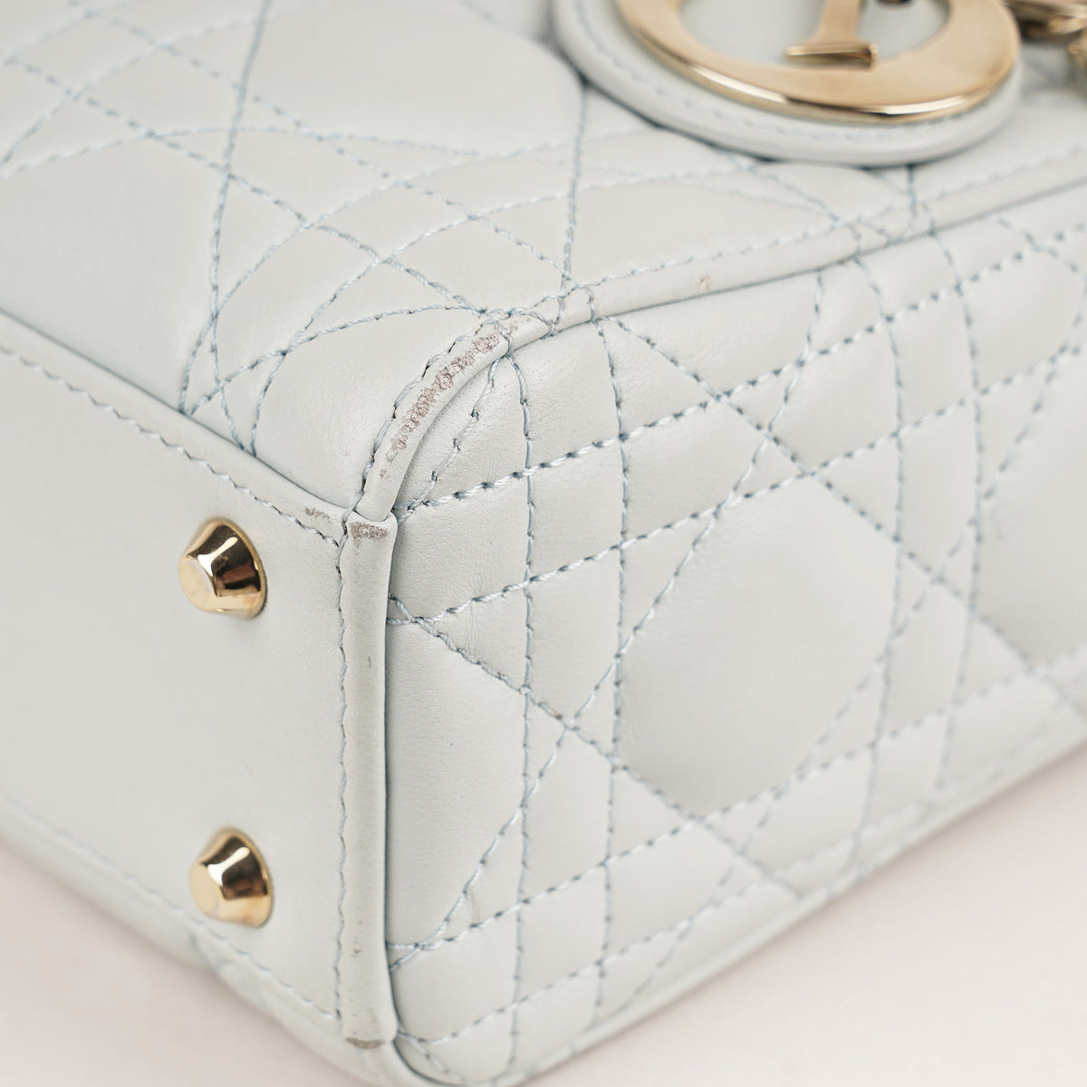 Mini Lady Dior Handbag Placid Blue Cannage Lambskin Leather image