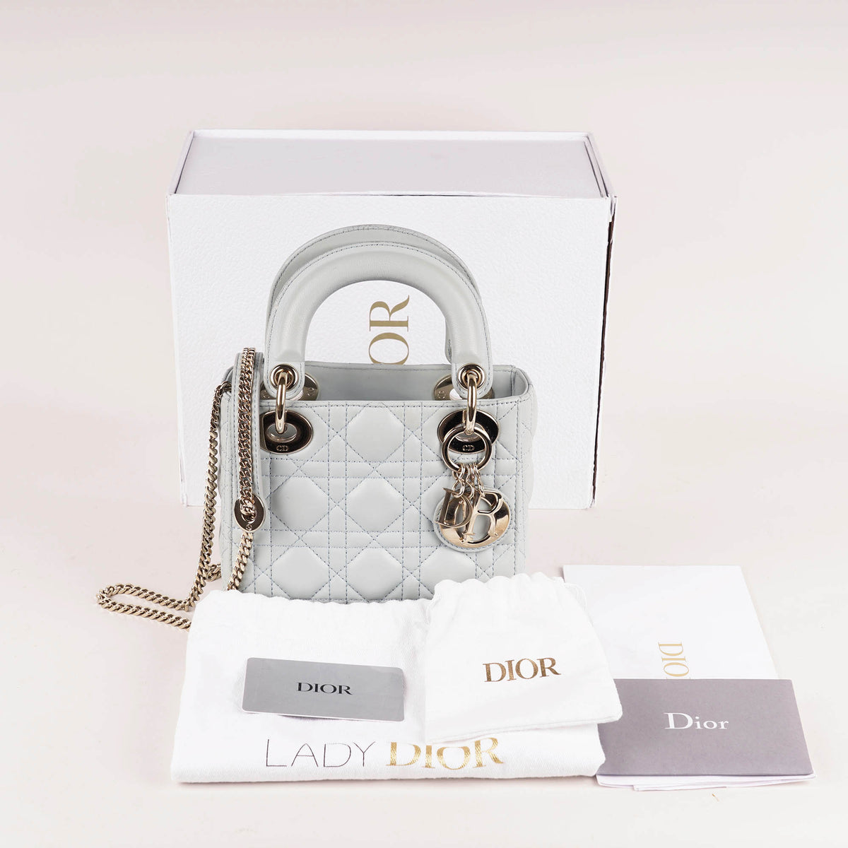Mini Lady Dior Handbag Placid Blue Cannage Lambskin Leather image