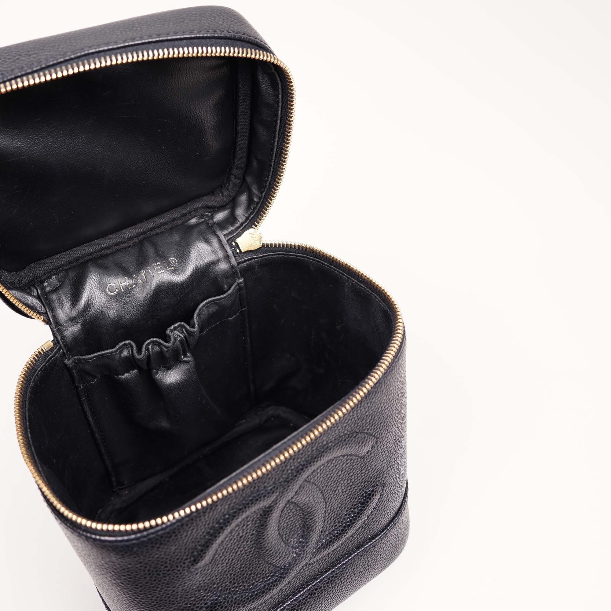 Chanel Vintage Vanity Top Handle Black Caviar Leather image