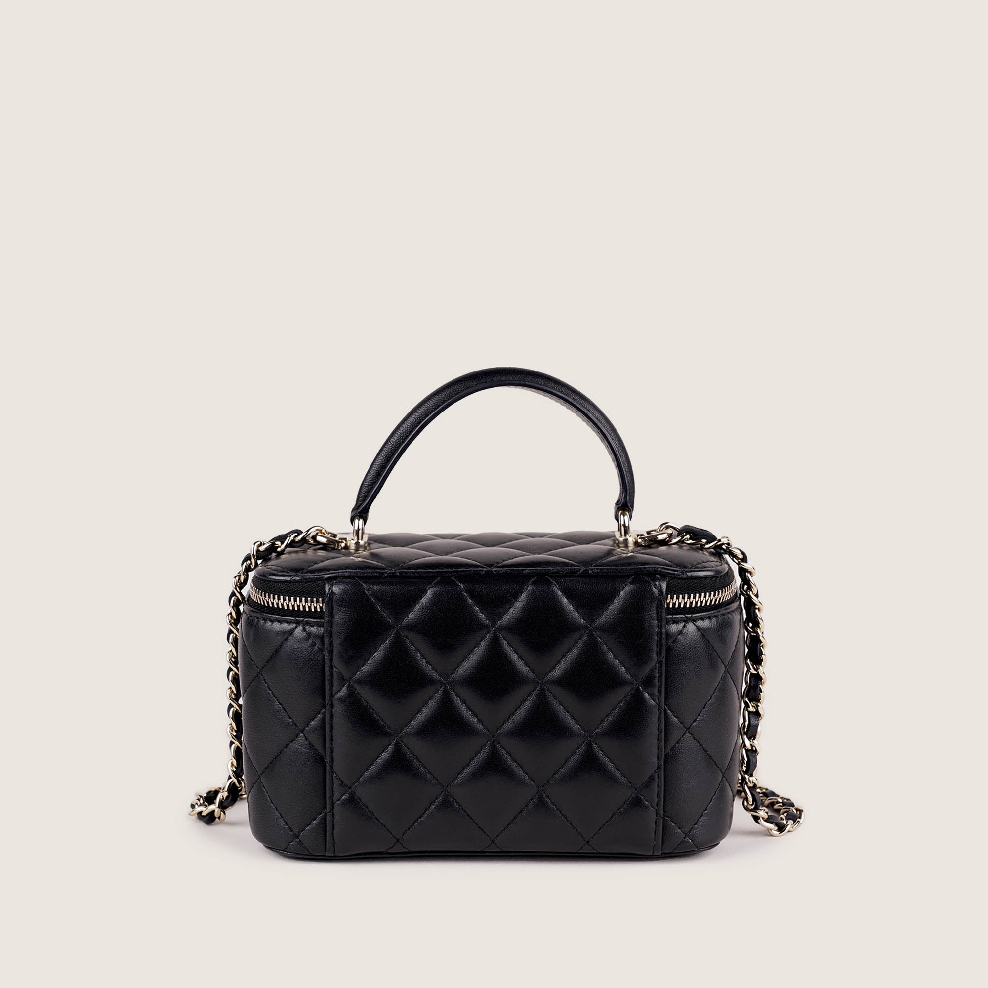 Chanel Vanity Top Handle Black Lambskin Leather