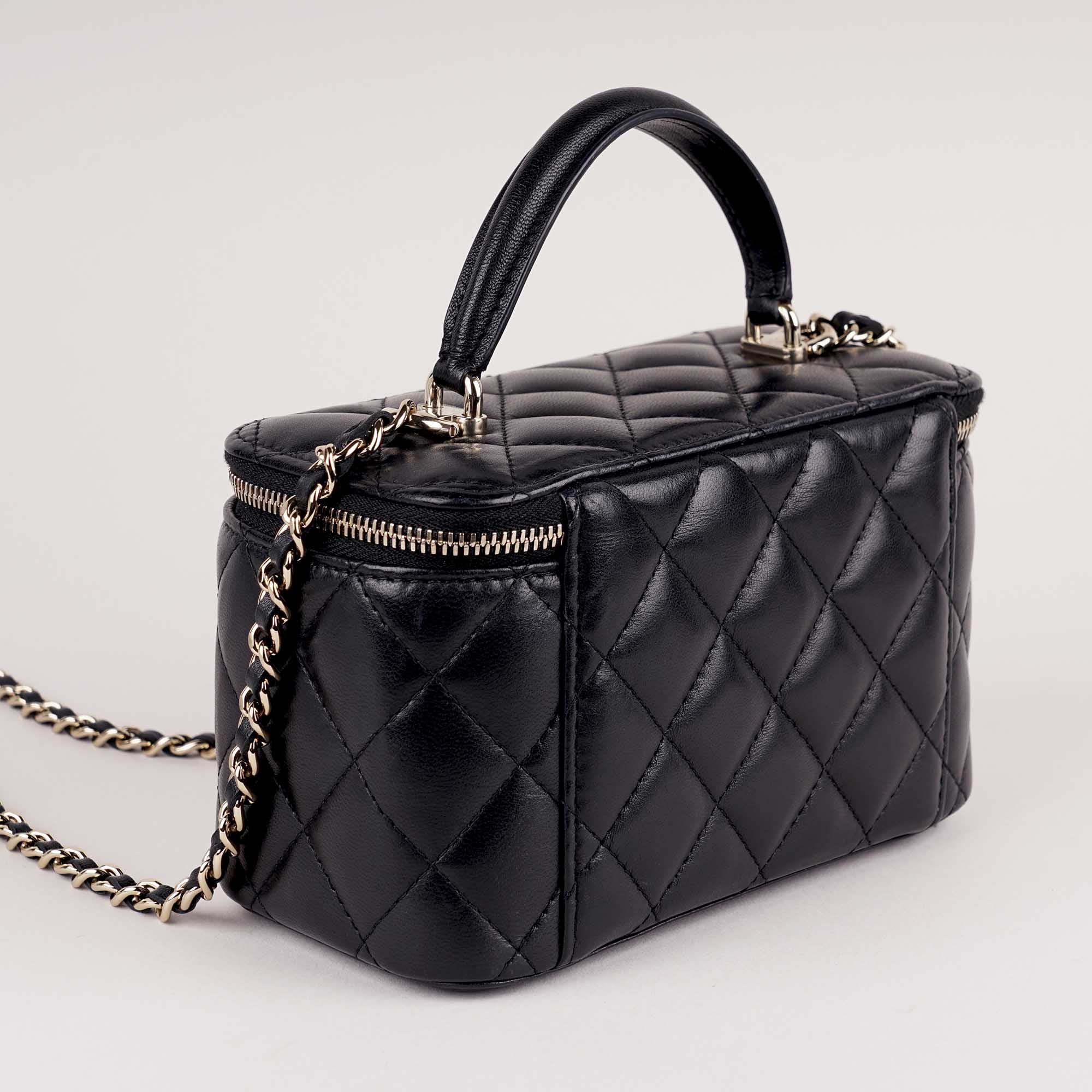 Chanel Vanity Top Handle Black Lambskin Leather image