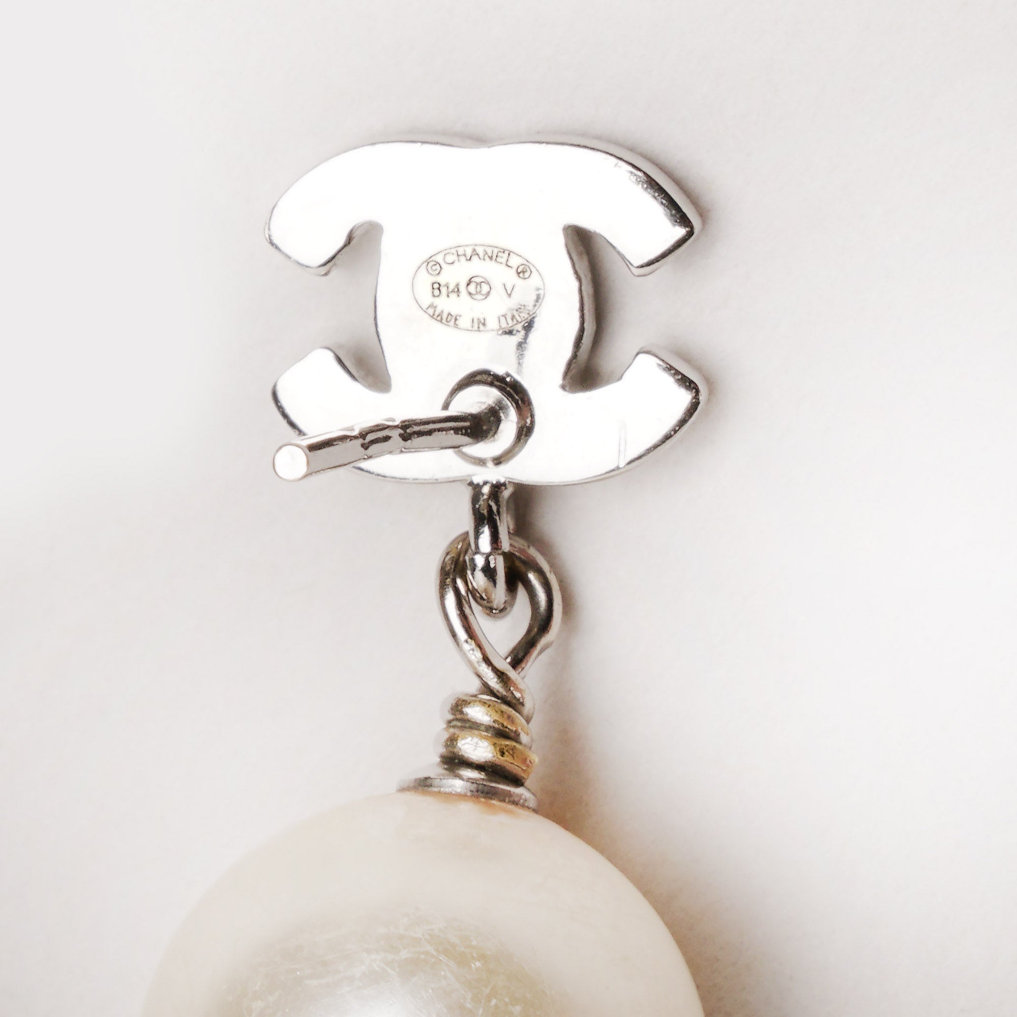 Small CC Crystal Faux Pearl Earrings image