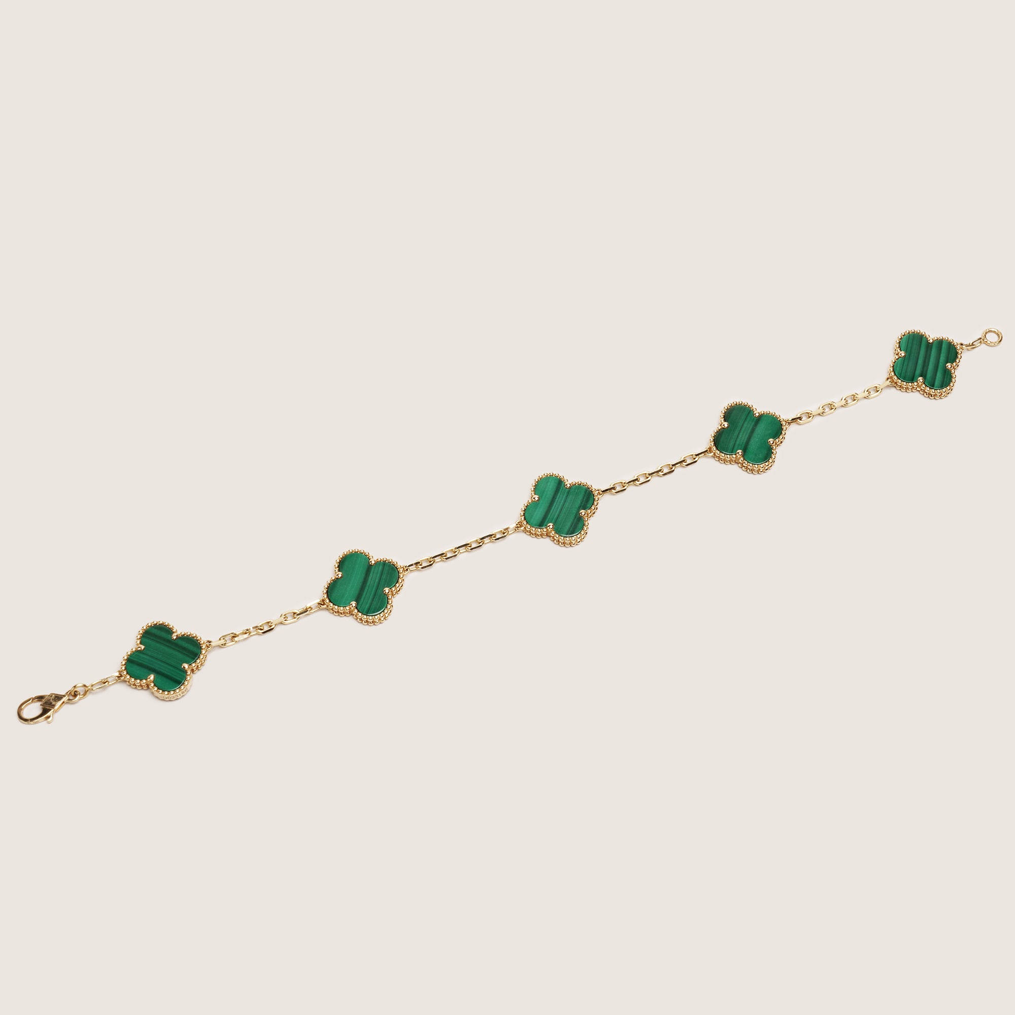 Vintage Alhambra Bracelet 5 motifs Malachite/18k Gold image