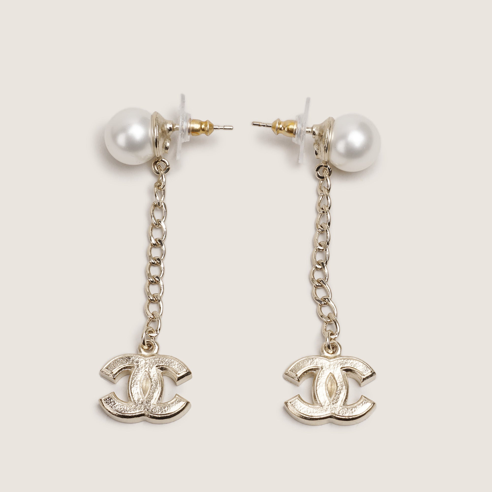 CC Faux Pearl and Crystals Drop Earrings - CHANEL - Affordable Luxury