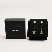 CC Faux Pearl and Crystals Drop Earrings - CHANEL - Affordable Luxury thumbnail image