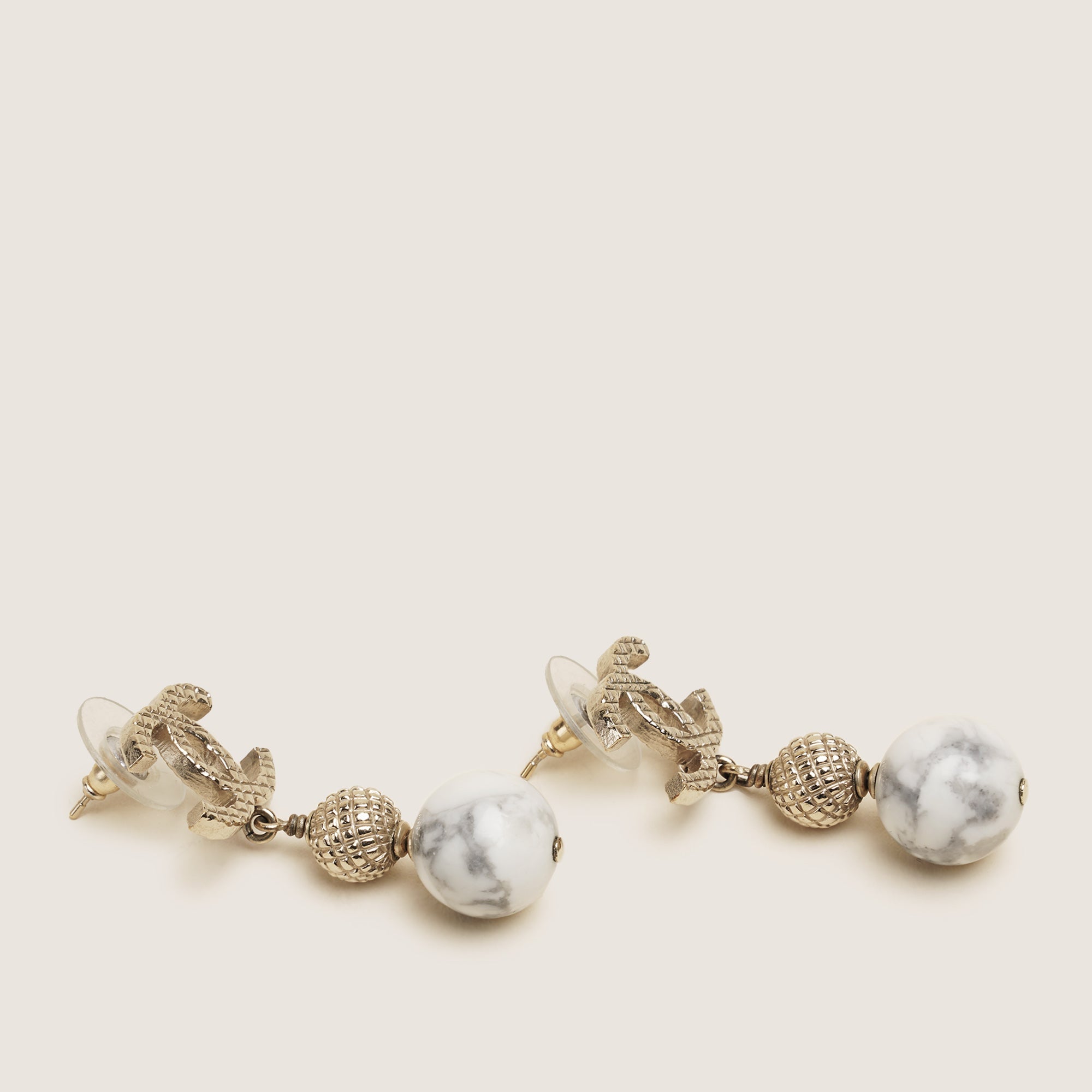 CC Marble Drop Earrings - CHANEL - Affordable Luxury image