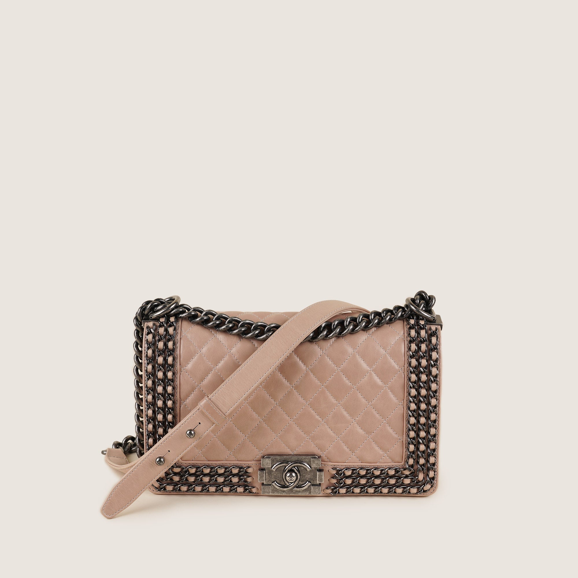 Chain Embellished Old Medium Boy Bag - CHANEL - Affordable Luxury