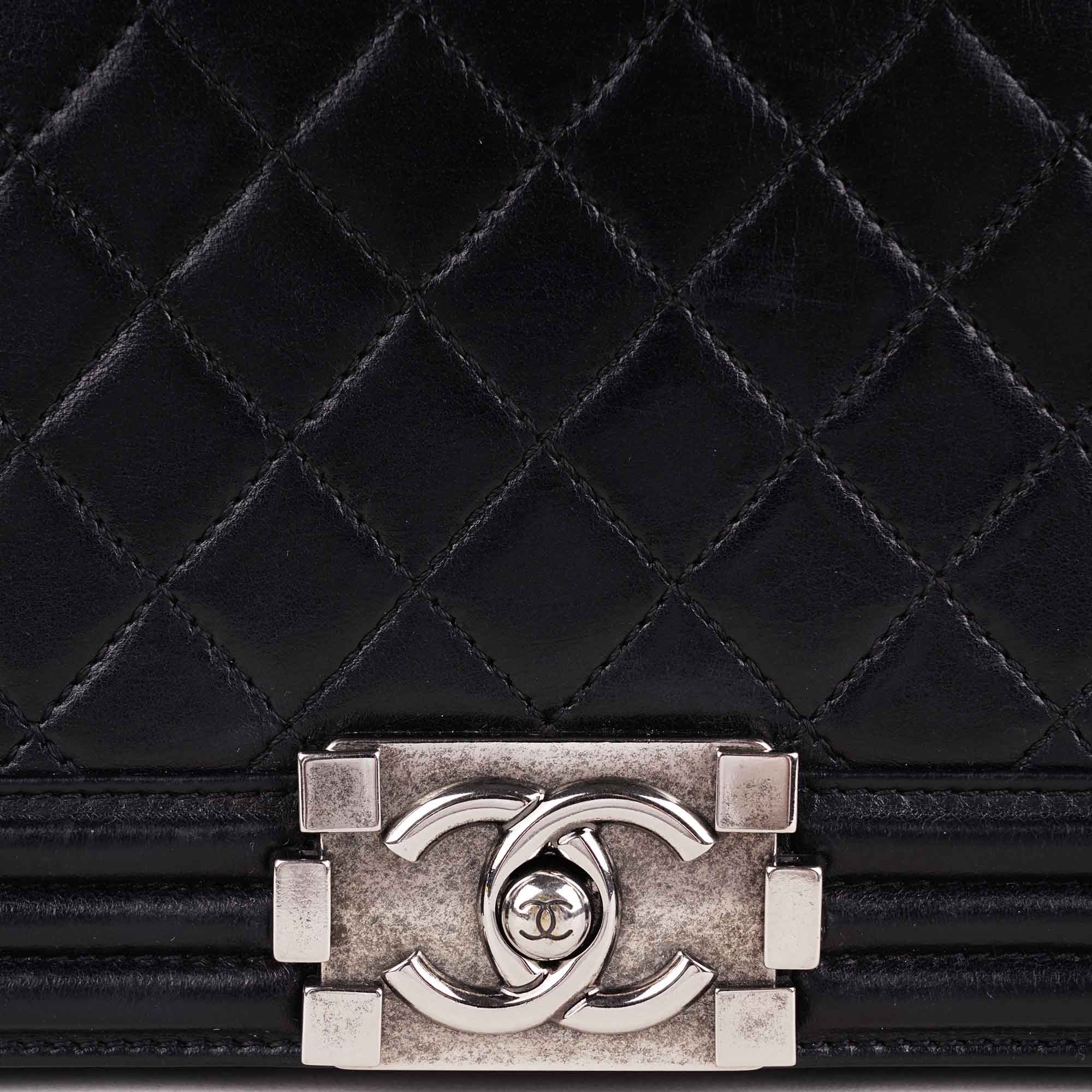 Chanel Old Medium Boy Bag Black Lambskin - CHANEL - Affordable Luxury image