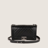 Chanel Old Medium Boy Bag Black Lambskin - CHANEL - Affordable Luxury thumbnail image