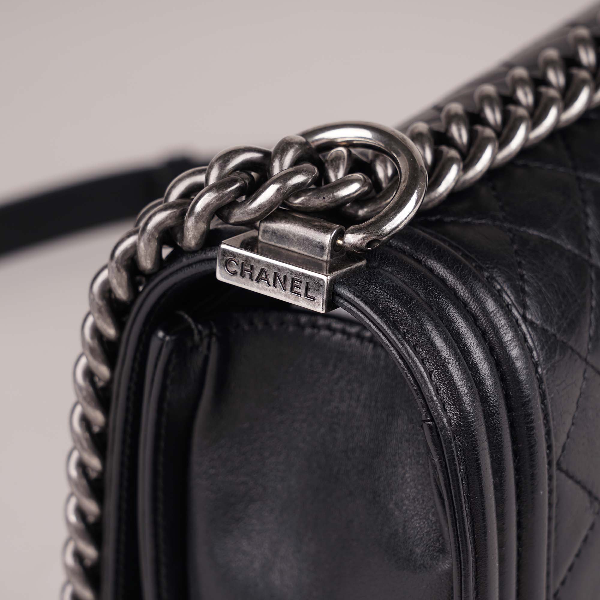 Chanel Old Medium Boy Bag Black Lambskin - CHANEL - Affordable Luxury image