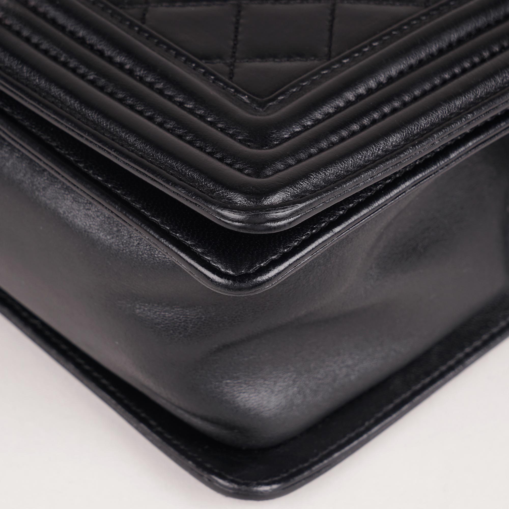 Chanel Old Medium Boy Bag Black Lambskin - CHANEL - Affordable Luxury image