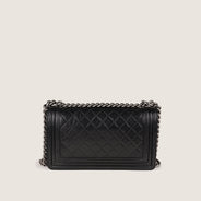 Chanel Old Medium Boy Bag Black Lambskin - CHANEL - Affordable Luxury thumbnail image