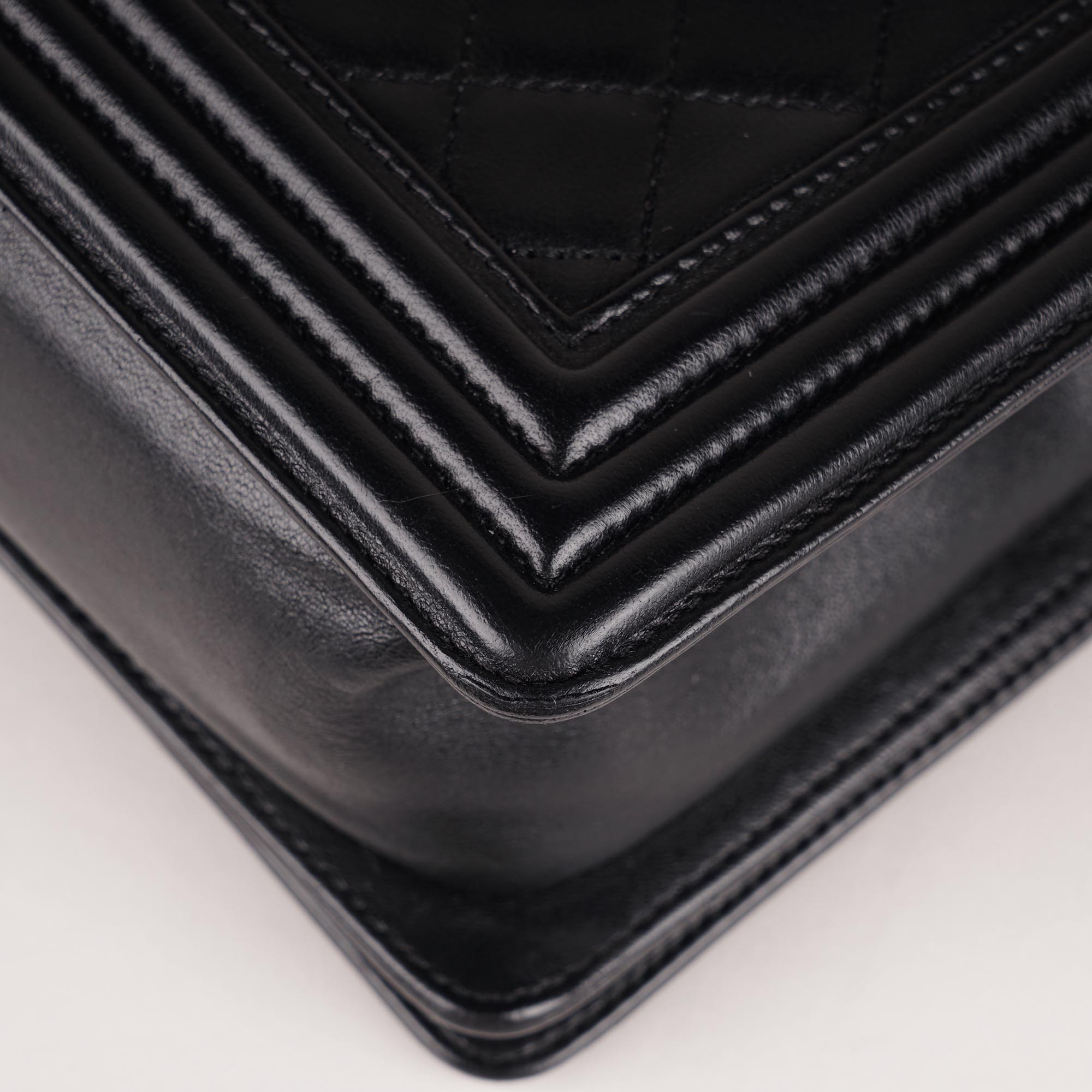 Chanel Old Medium Boy Bag Black Lambskin - CHANEL - Affordable Luxury image
