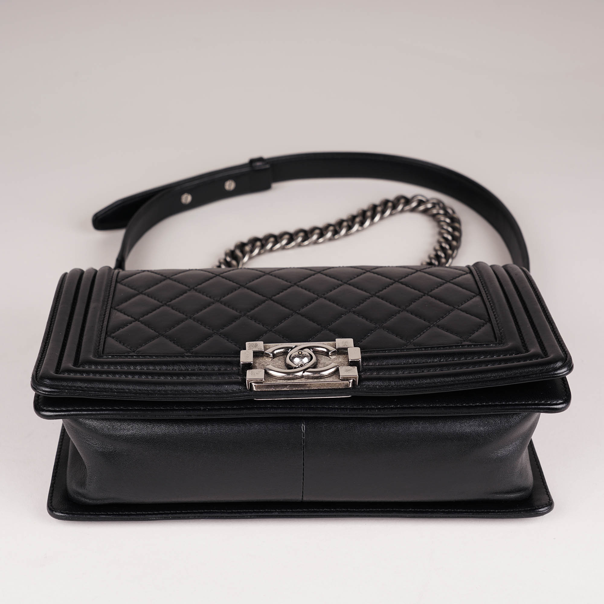 Chanel Old Medium Boy Bag Black Lambskin - CHANEL - Affordable Luxury image