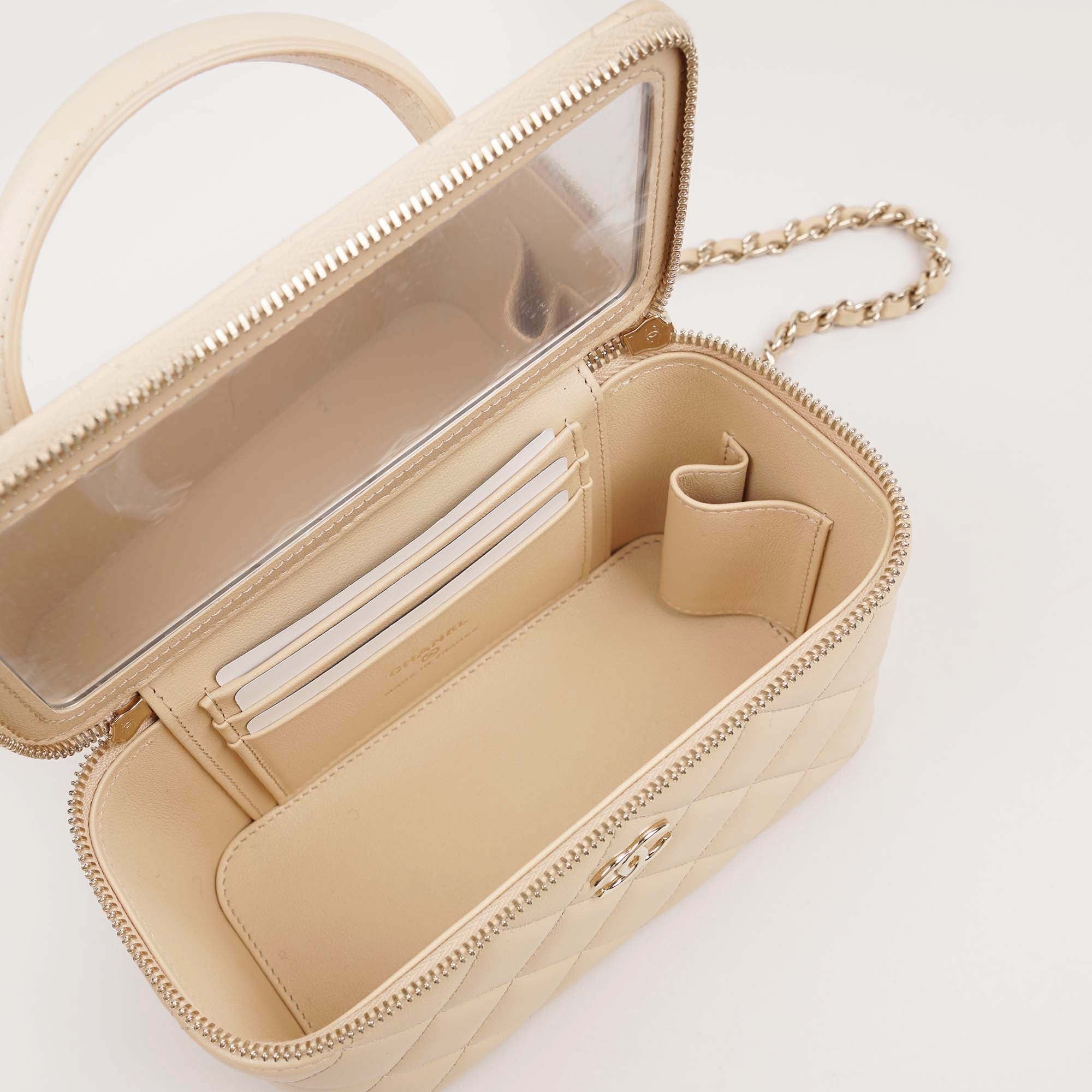 Chanel Vanity Top Handle Beige Lambskin - CHANEL - Affordable Luxury image