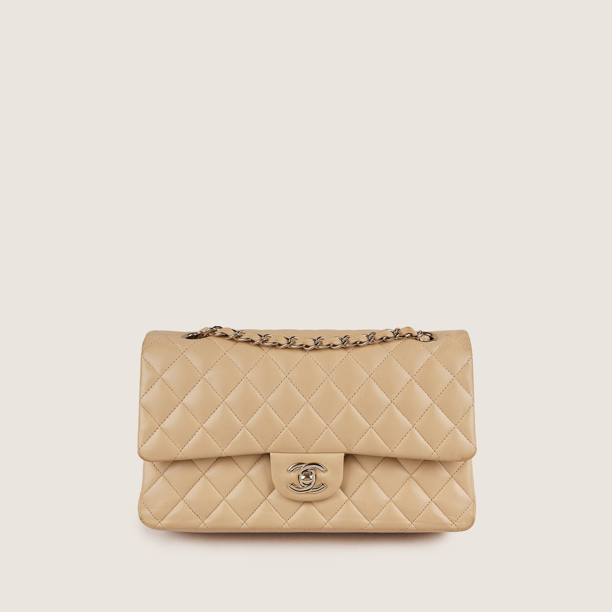 Classic Medium Double Flap Bag Beige - CHANEL - Affordable Luxury