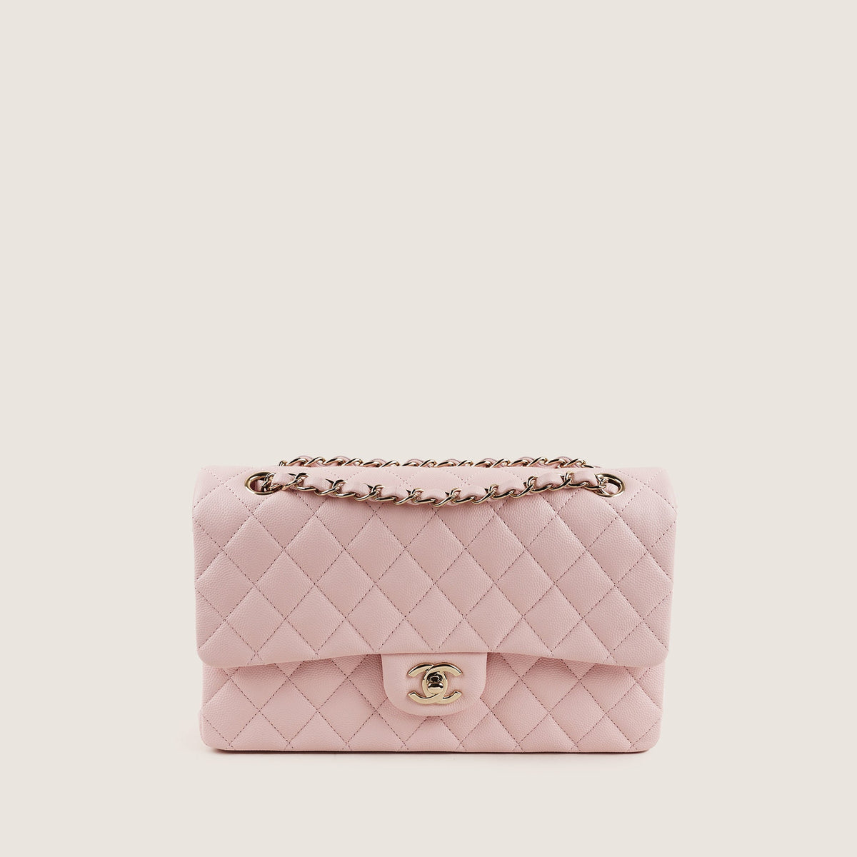 Classic Medium Double Flap Bag Powder Pink 2022 - CHANEL - Affordable Luxury