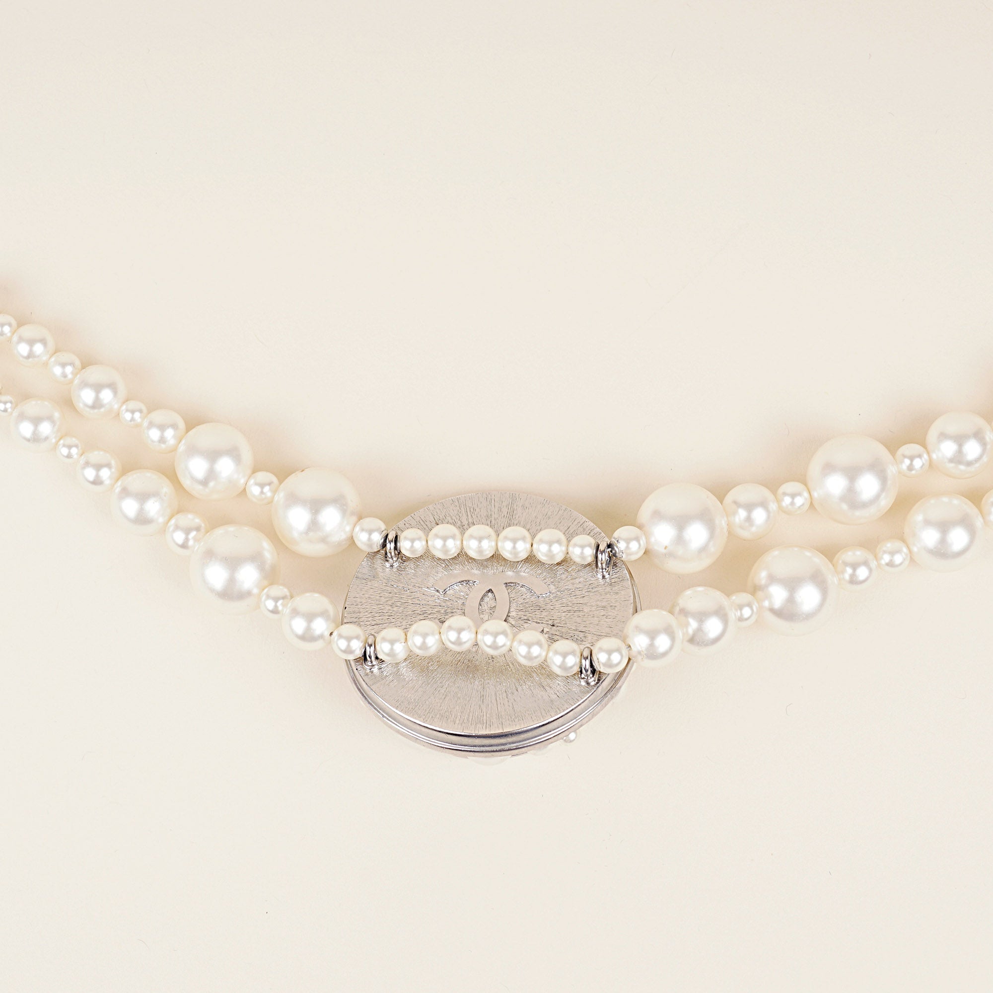 Faux Pearl & Crystal Soup Can Choker Necklace - CHANEL - Affordable Luxury image