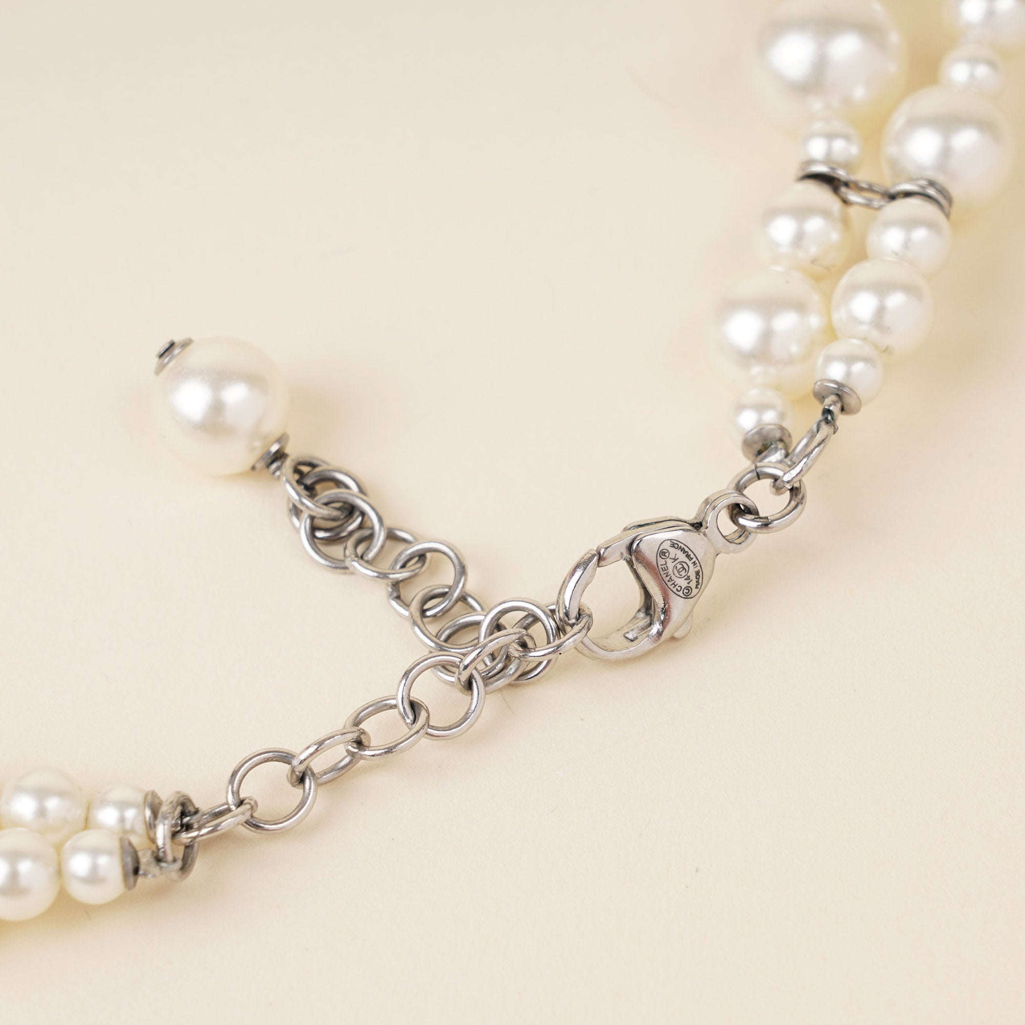 Faux Pearl & Crystal Soup Can Choker Necklace - CHANEL - Affordable Luxury image