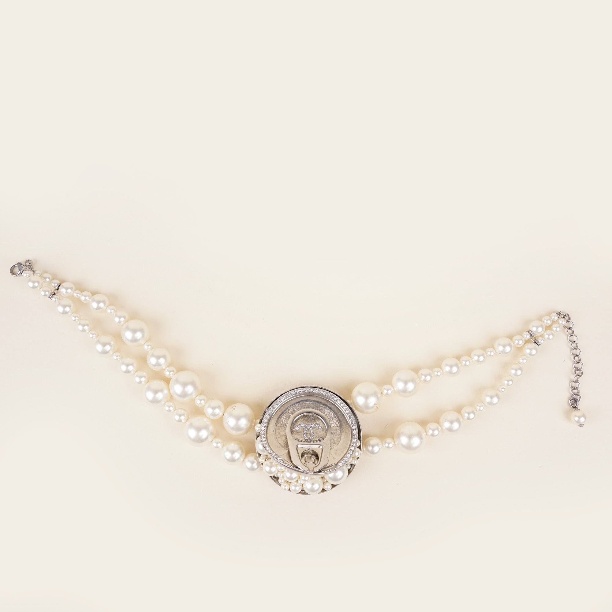 Faux Pearl & Crystal Soup Can Choker Necklace - CHANEL - Affordable Luxury image