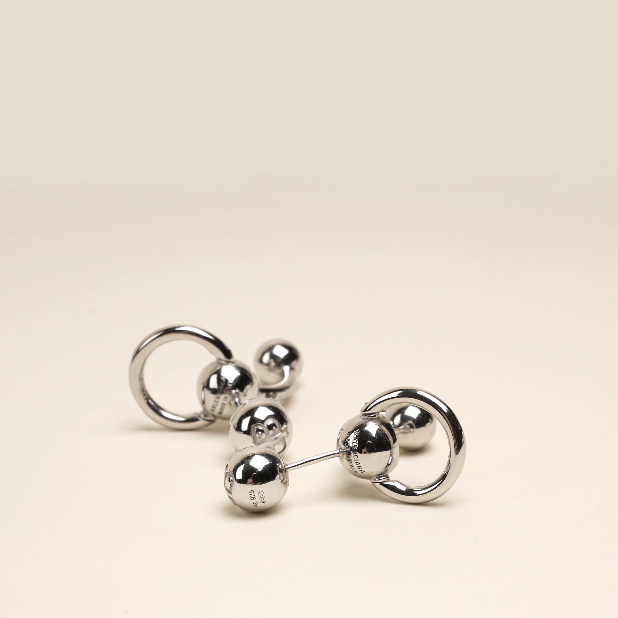 Force Ball Earrings Sterling Silver - BALENCIAGA - Affordable Luxury image