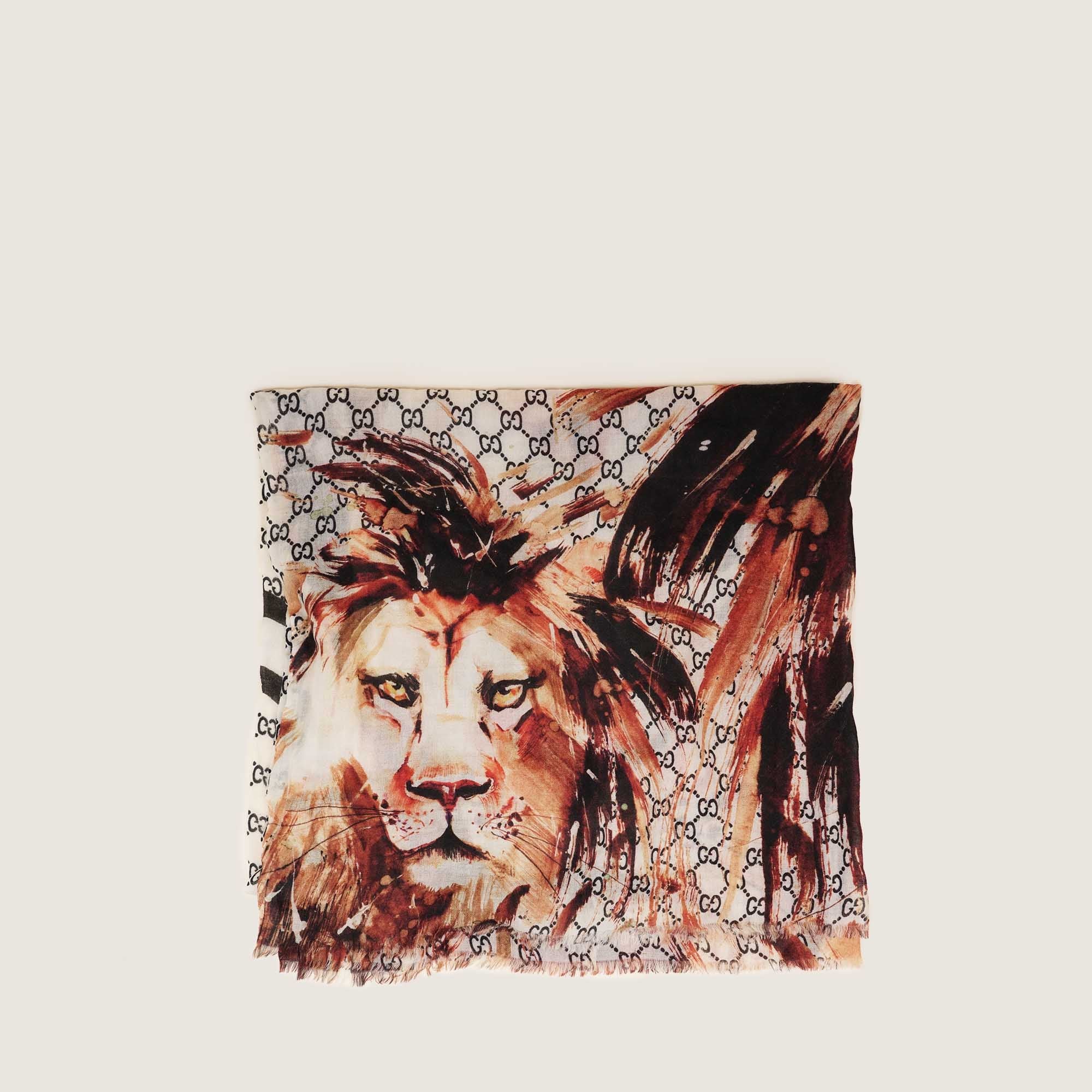 GG Lion Cashmere Shawl - GUCCI - Affordable Luxury