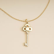 Gold/Diamonds Mini Crown Key Necklace - Tiffany & Co - Affordable Luxury thumbnail image