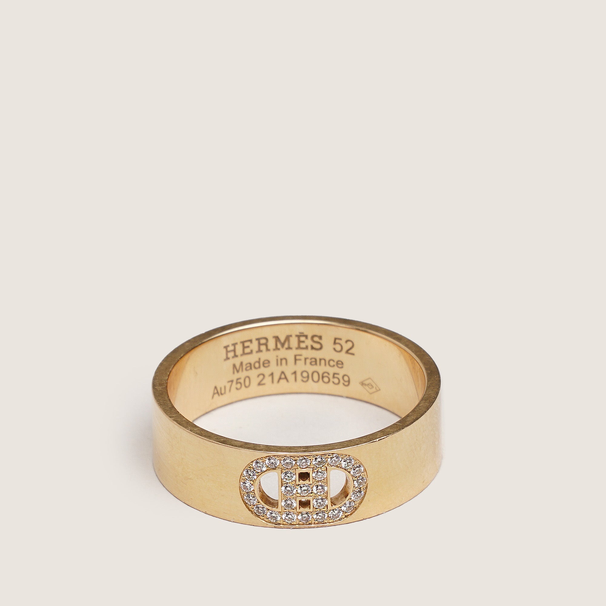 H D’ancre 18k Gold/Diamond Ring 52 - HERMÈS - Affordable Luxury