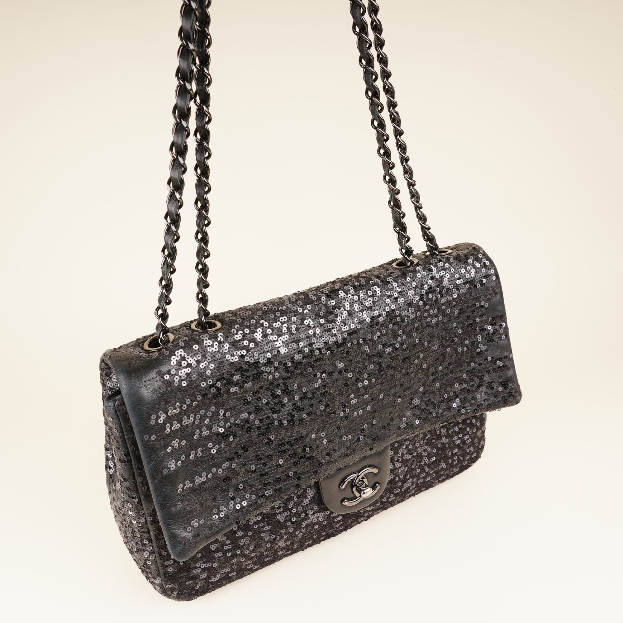 Jumbo Sequin Flap Bag - CHANEL - Affordable Luxury image