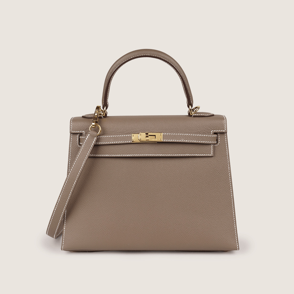 Kelly II Sellier 25 Handbag Etoupe - HERMÈS - Affordable Luxury