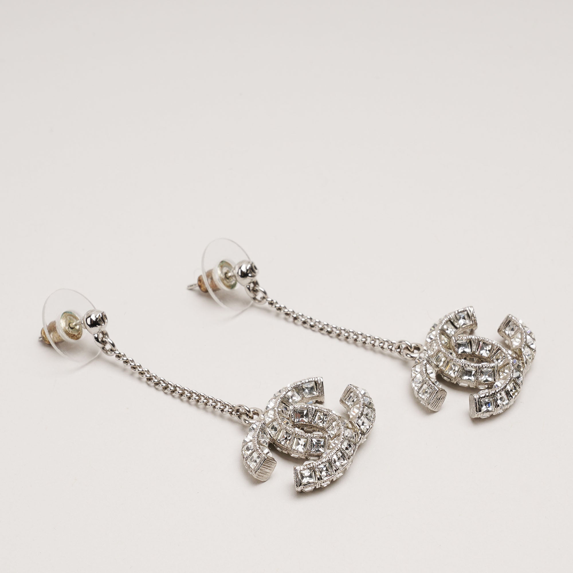 Large CC Crystal Drop Earrings - CHANEL - Affordable Luxury image