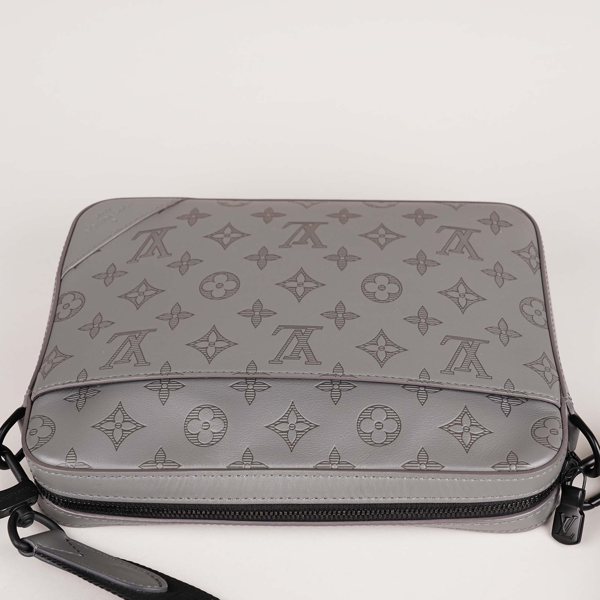 Louis Vuitton Duo Messenger Bag Monogram Shadow Gris Calf Leather - LOUIS VUITTON - Affordable Luxury image