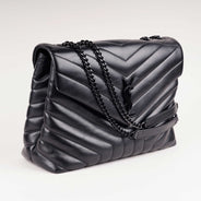Medium LouLou Black On Black - SAINT LAURENT - Affordable Luxury thumbnail image