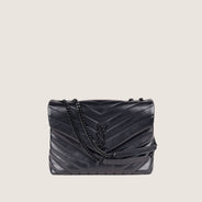 Medium LouLou Black On Black - SAINT LAURENT - Affordable Luxury thumbnail image
