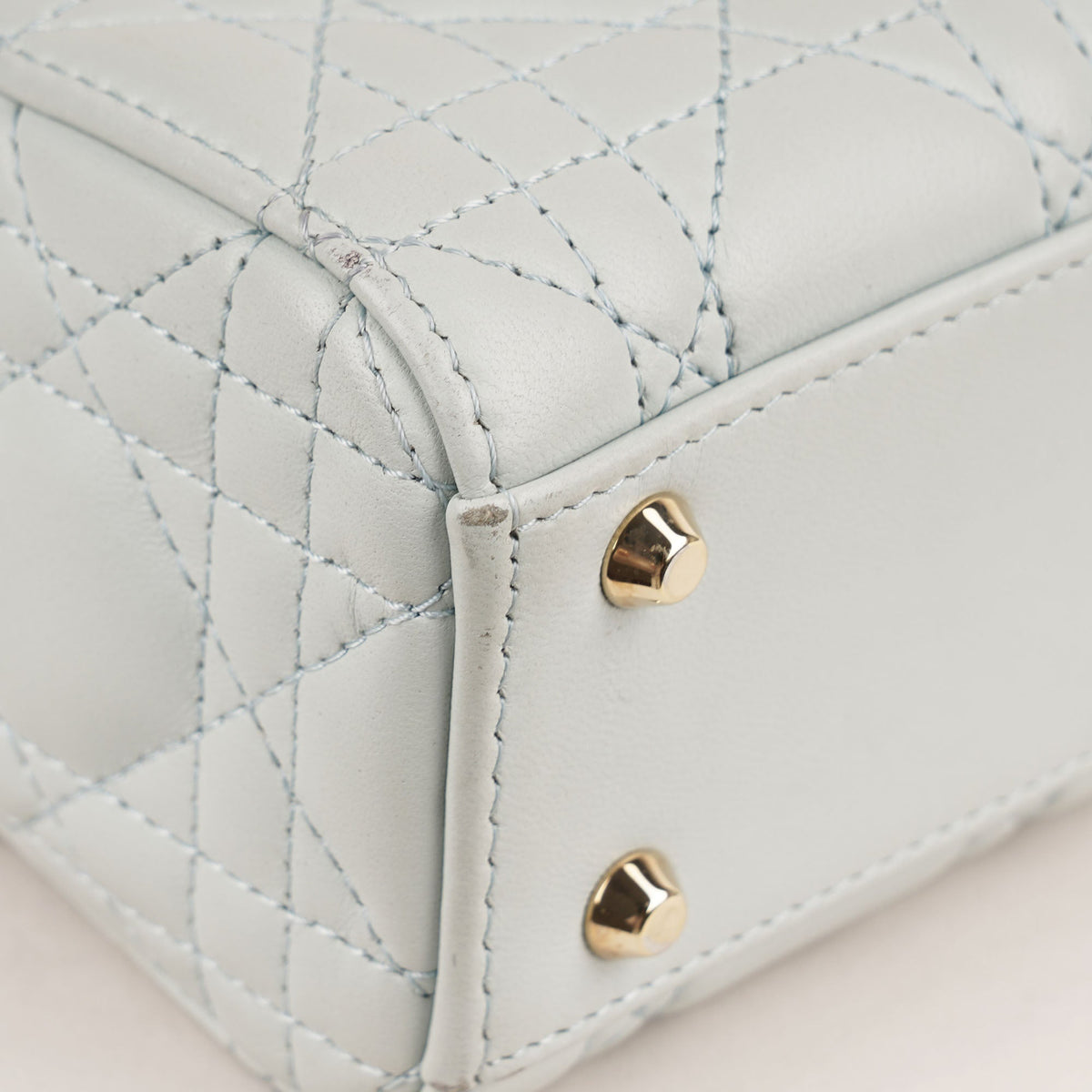 Mini Lady Dior Handbag Placid Blue Cannage Lambskin Leather - CHRISTIAN DIOR - Affordable Luxury image