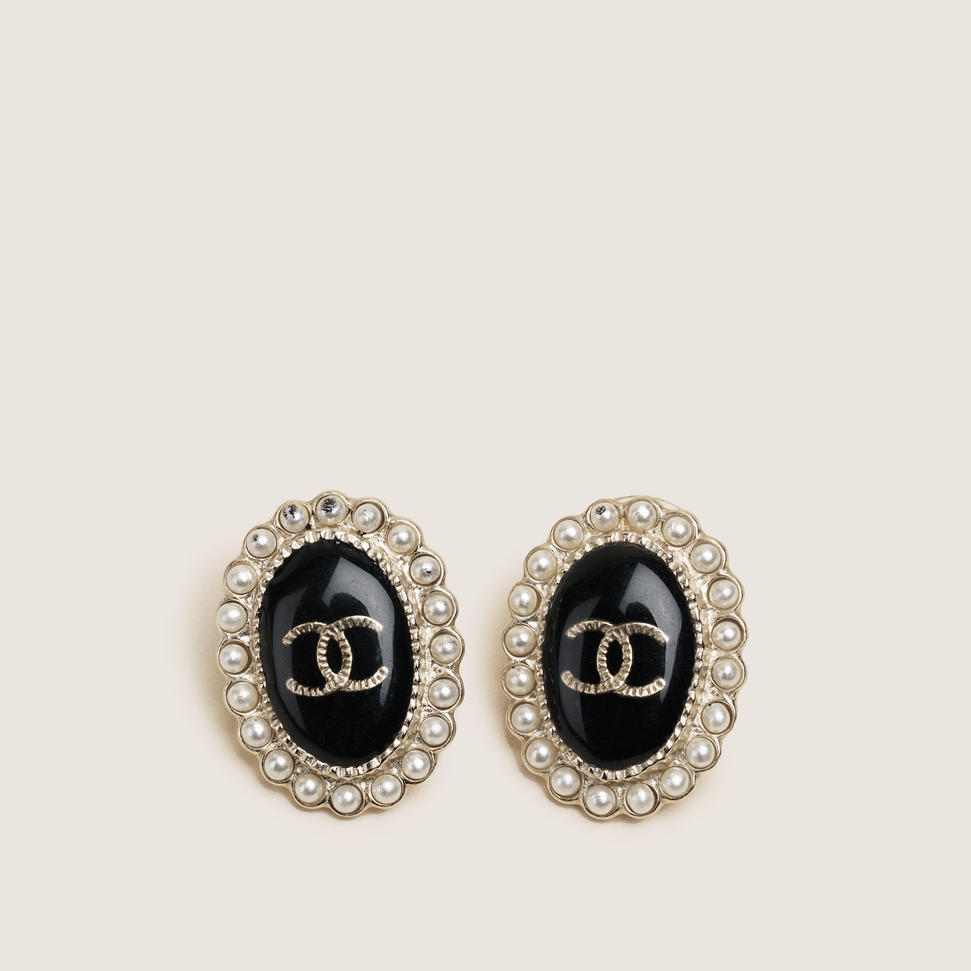 Oval Faux Pearl Earrings - CHANEL - Affordable Luxury