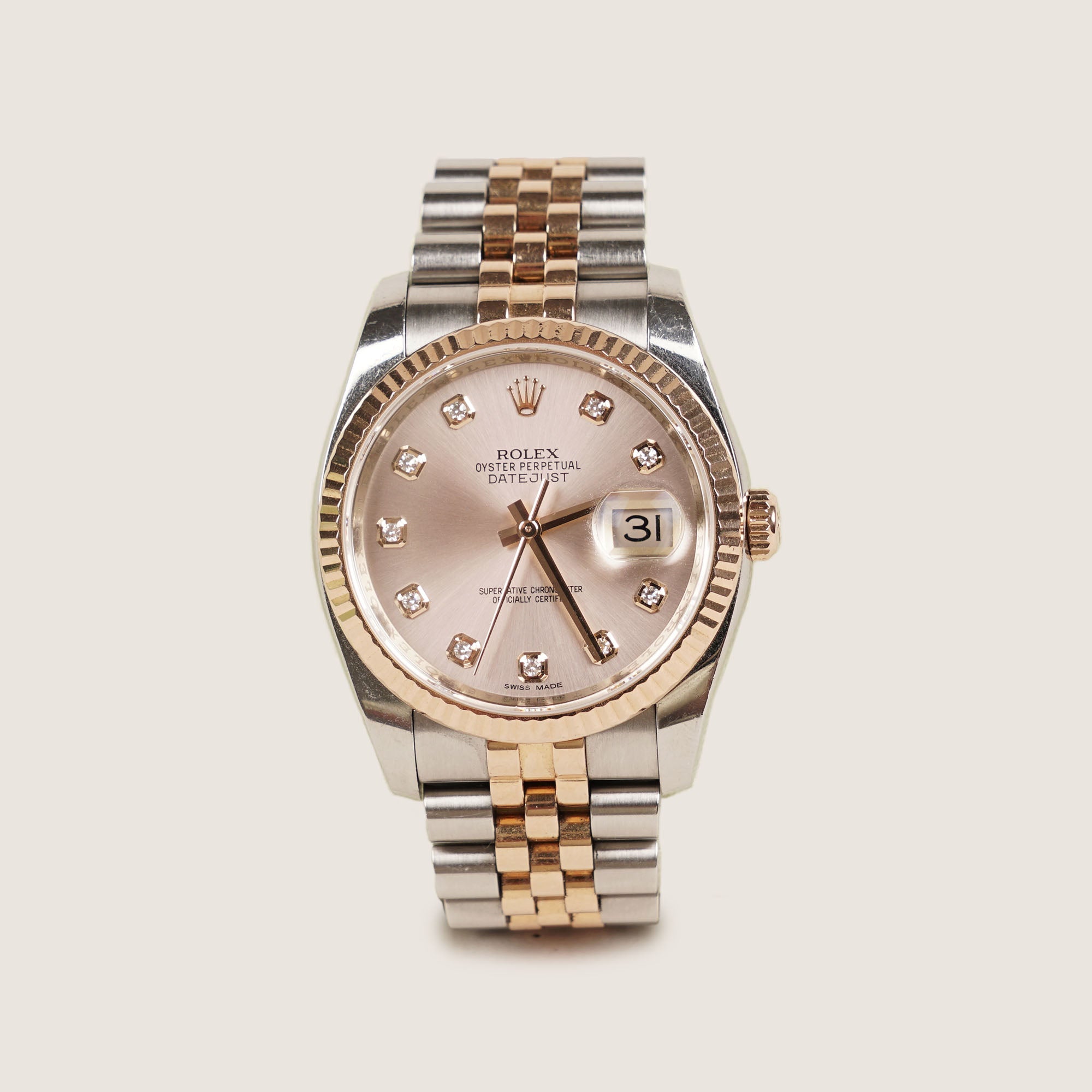 Oyster Perpetual Datejust 36 Everose Gold/Oystersteel & Diamond Dial - ROLEX - Affordable Luxury