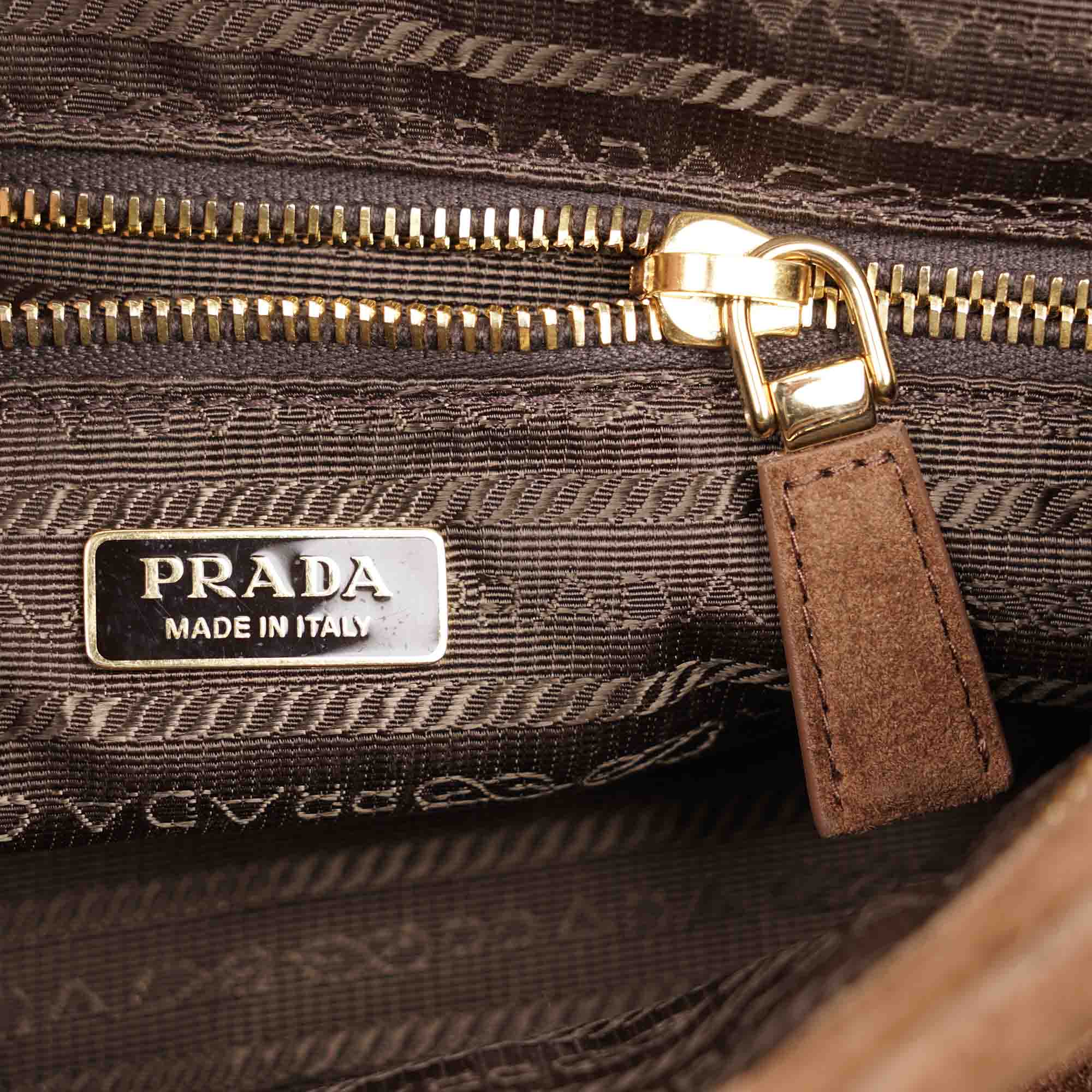 Prada Bonnie Cacao Suede Leather - PRADA - Affordable Luxury image