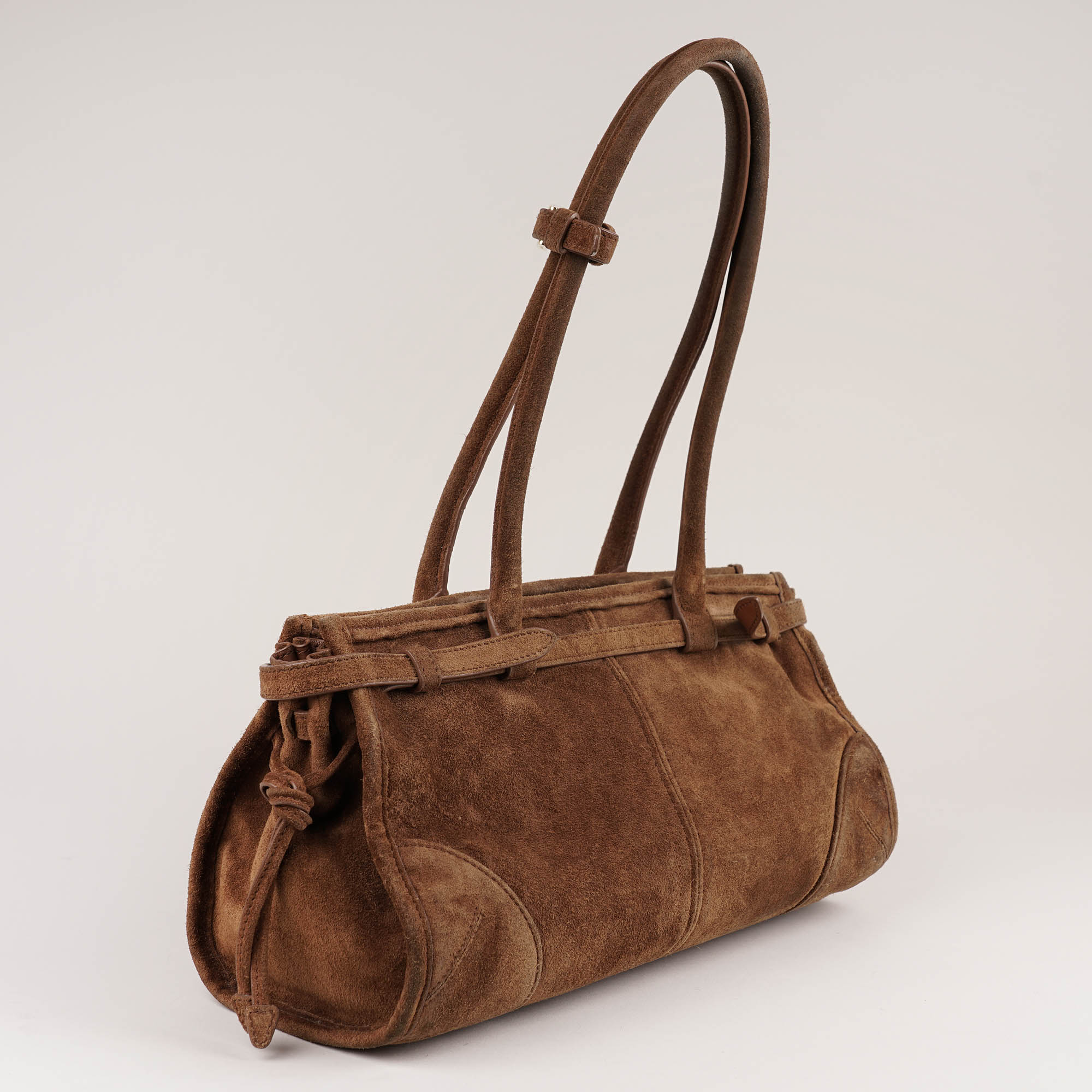 Prada Bonnie Cacao Suede Leather - PRADA - Affordable Luxury image