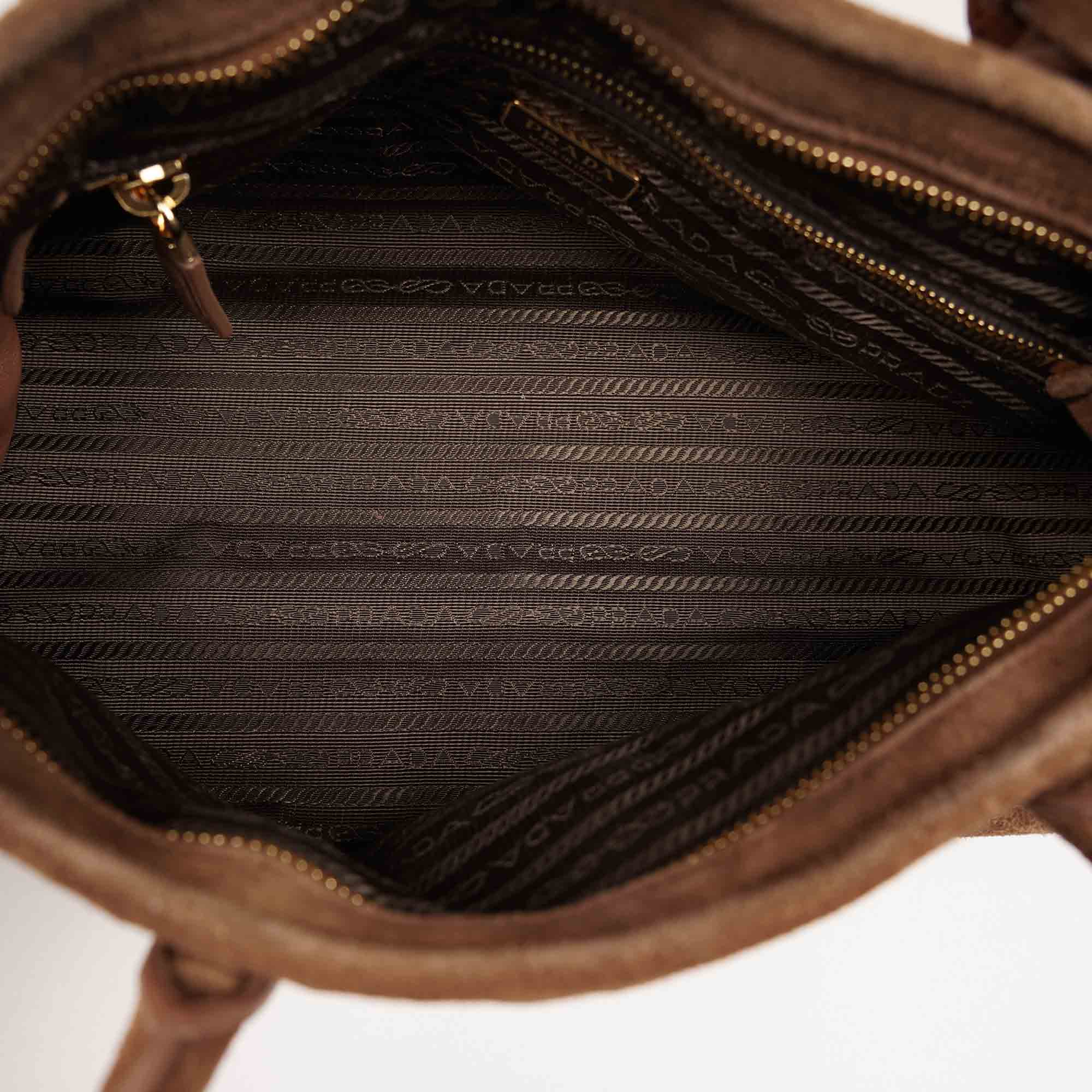 Prada Bonnie Cacao Suede Leather - PRADA - Affordable Luxury image