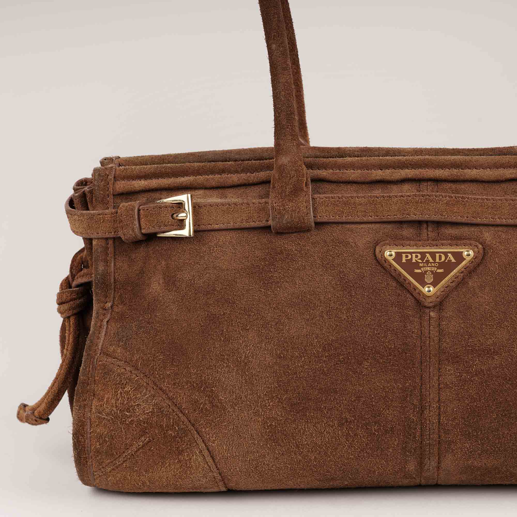 Prada Bonnie Cacao Suede Leather - PRADA - Affordable Luxury image